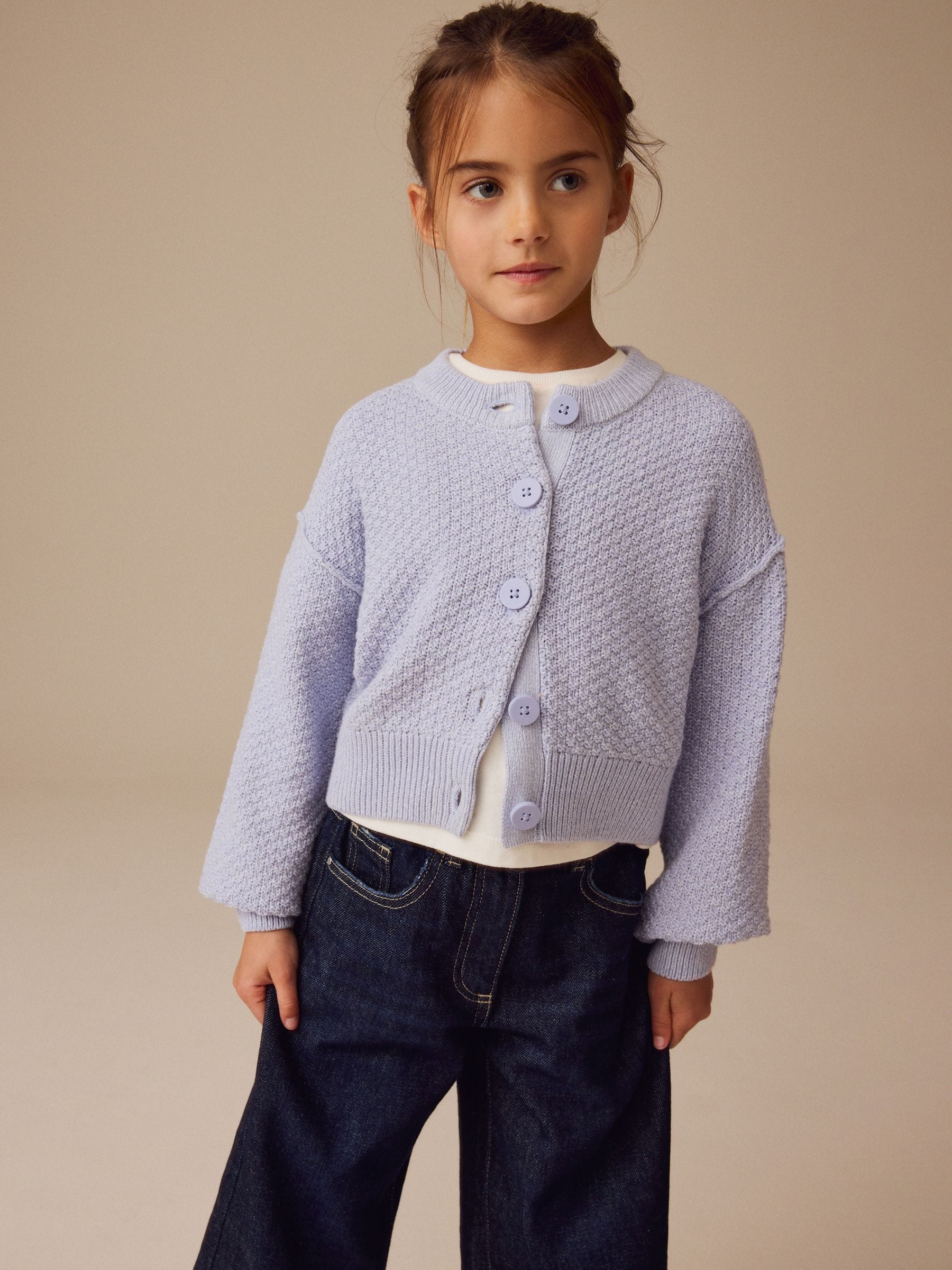 Blue Crew Neck Cardigan (3-16yrs)