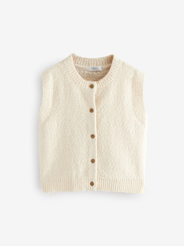 Ecru Knitted Button Down Tank (3-16yrs)