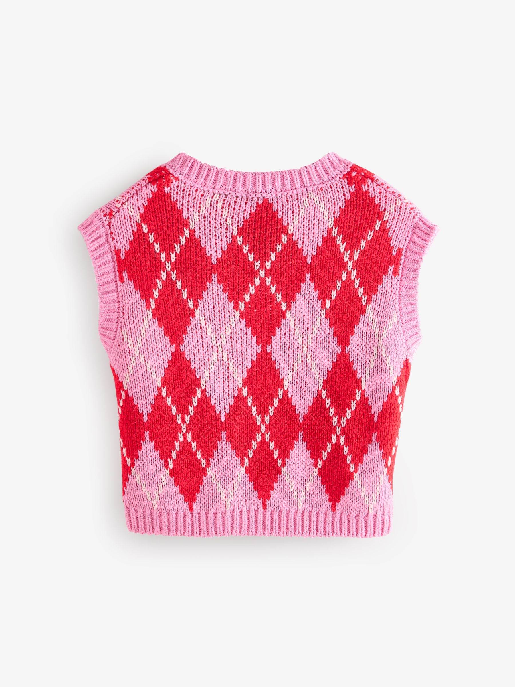 Pink Argyle Knitted Tank (3-16yrs)