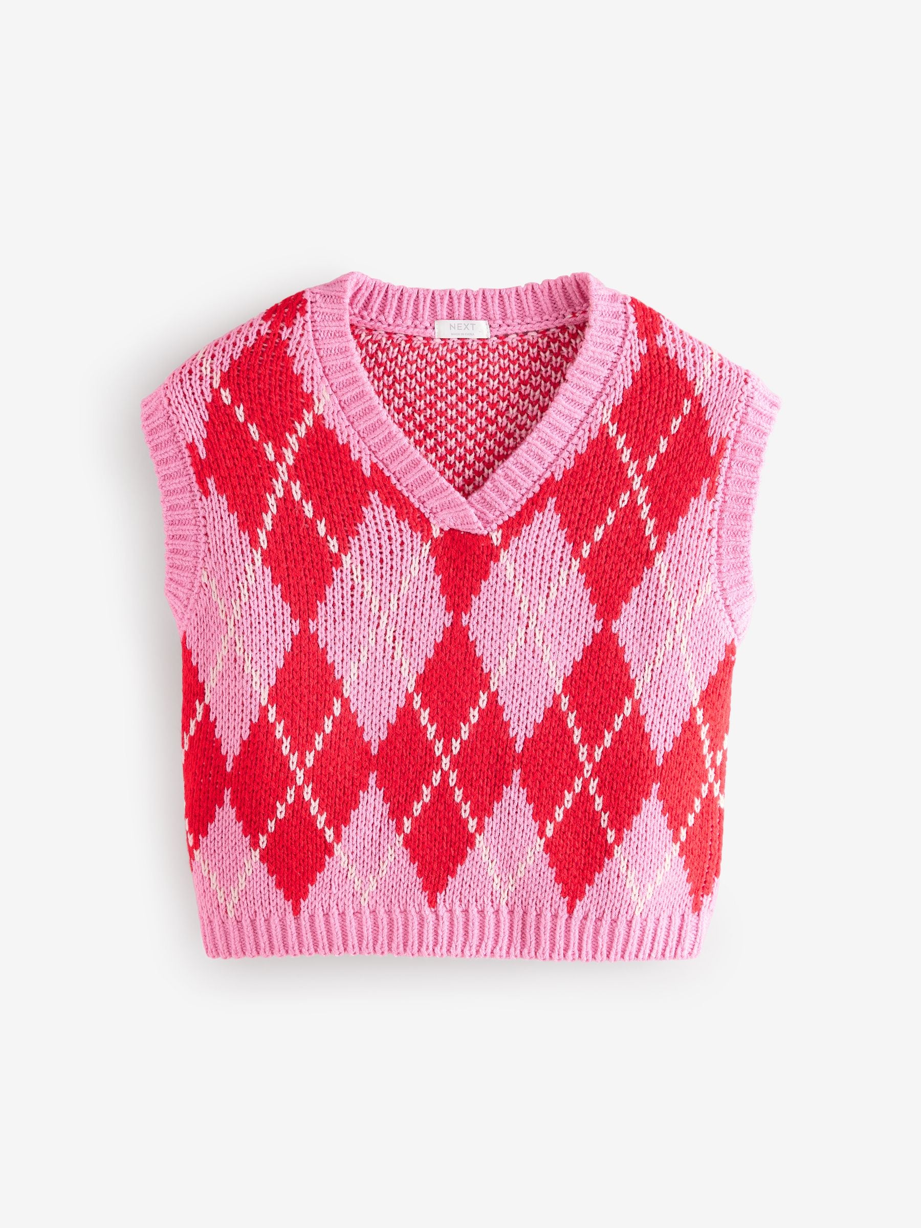 Pink Argyle Knitted Tank (3-16yrs)