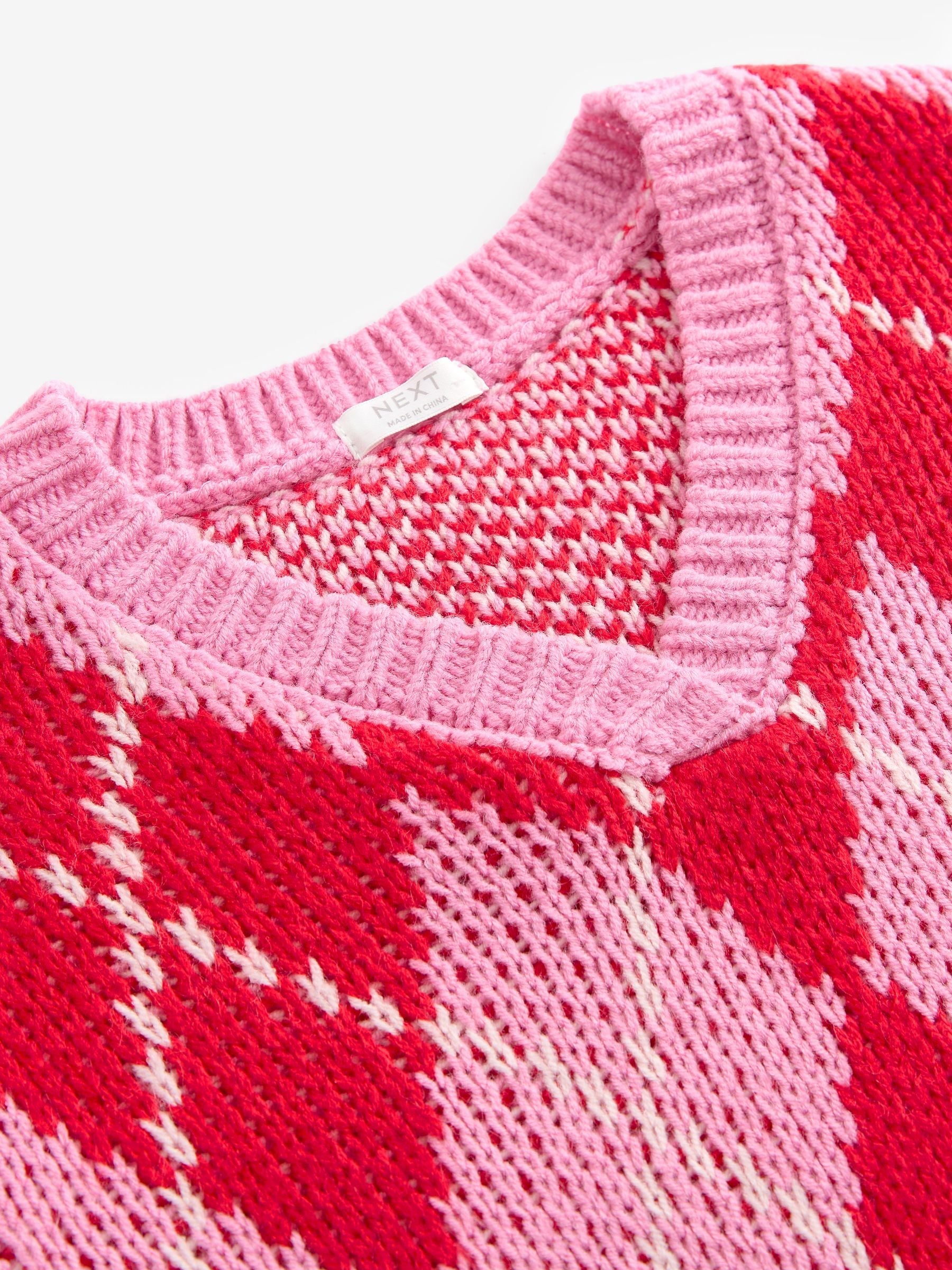 Pink Argyle Knitted Tank (3-16yrs)