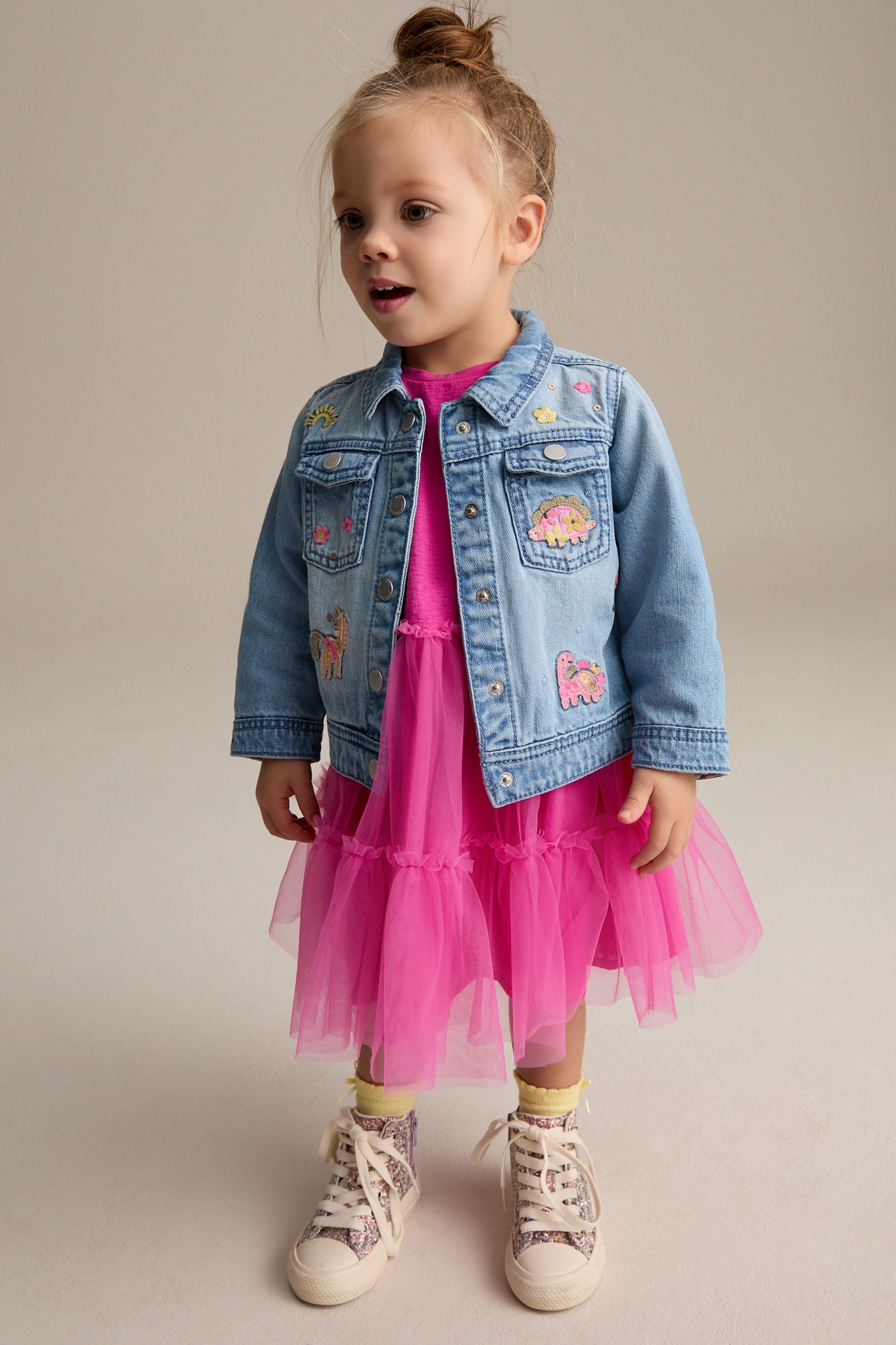 Mid Blue Denim Unicorn Western Jacket (3mths-7yrs)