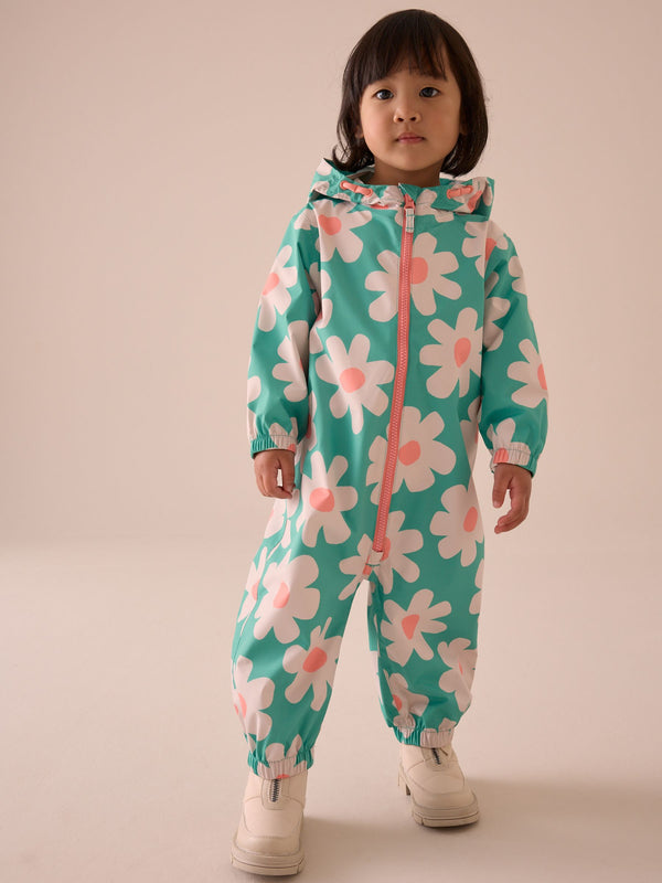 Green Waterproof Hooded Printed Puddlesuit (3mths-7yrs)