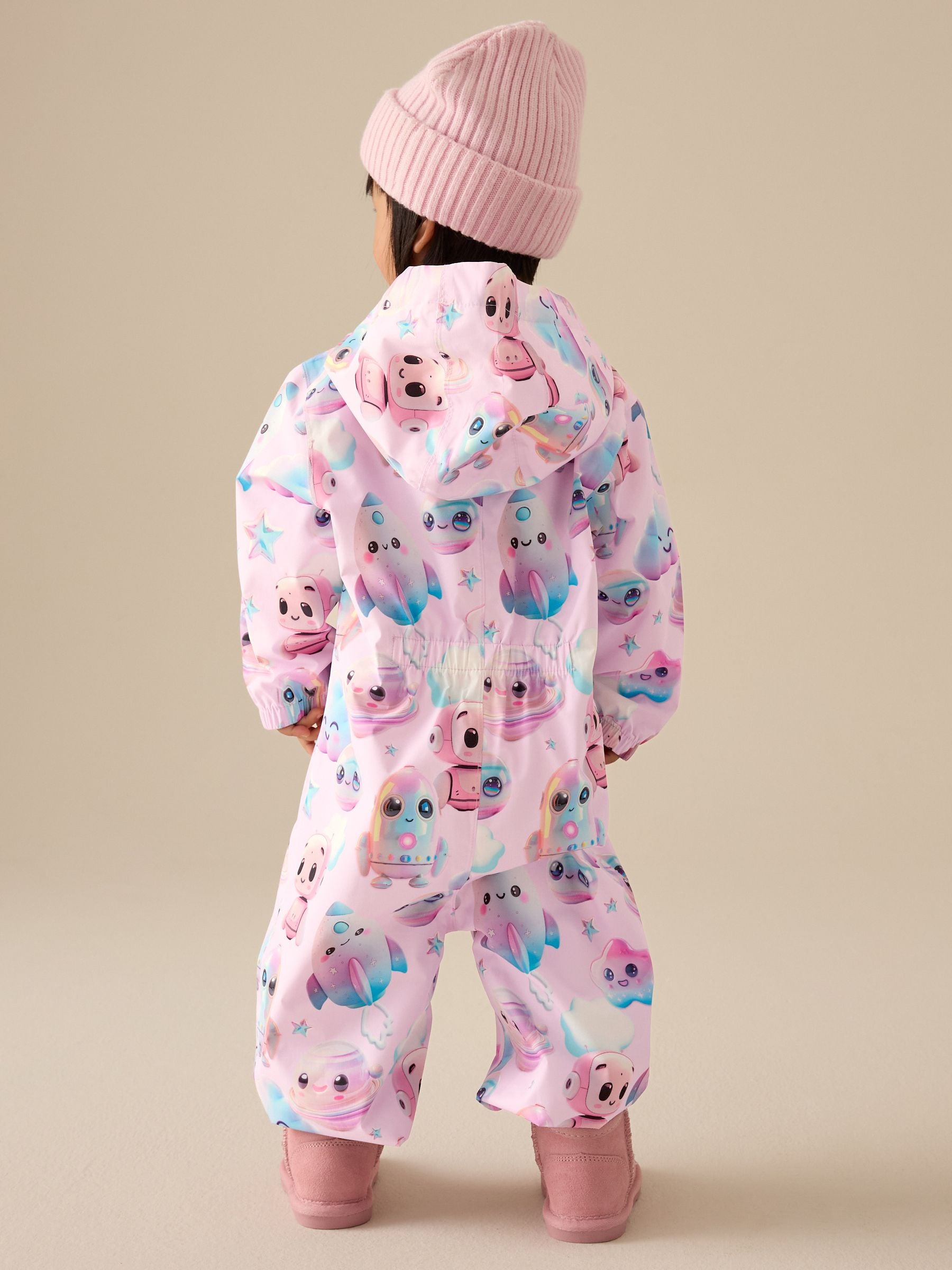 Multi Pink Waterproof Hooded Printed Puddlesuit (3mths-7yrs)