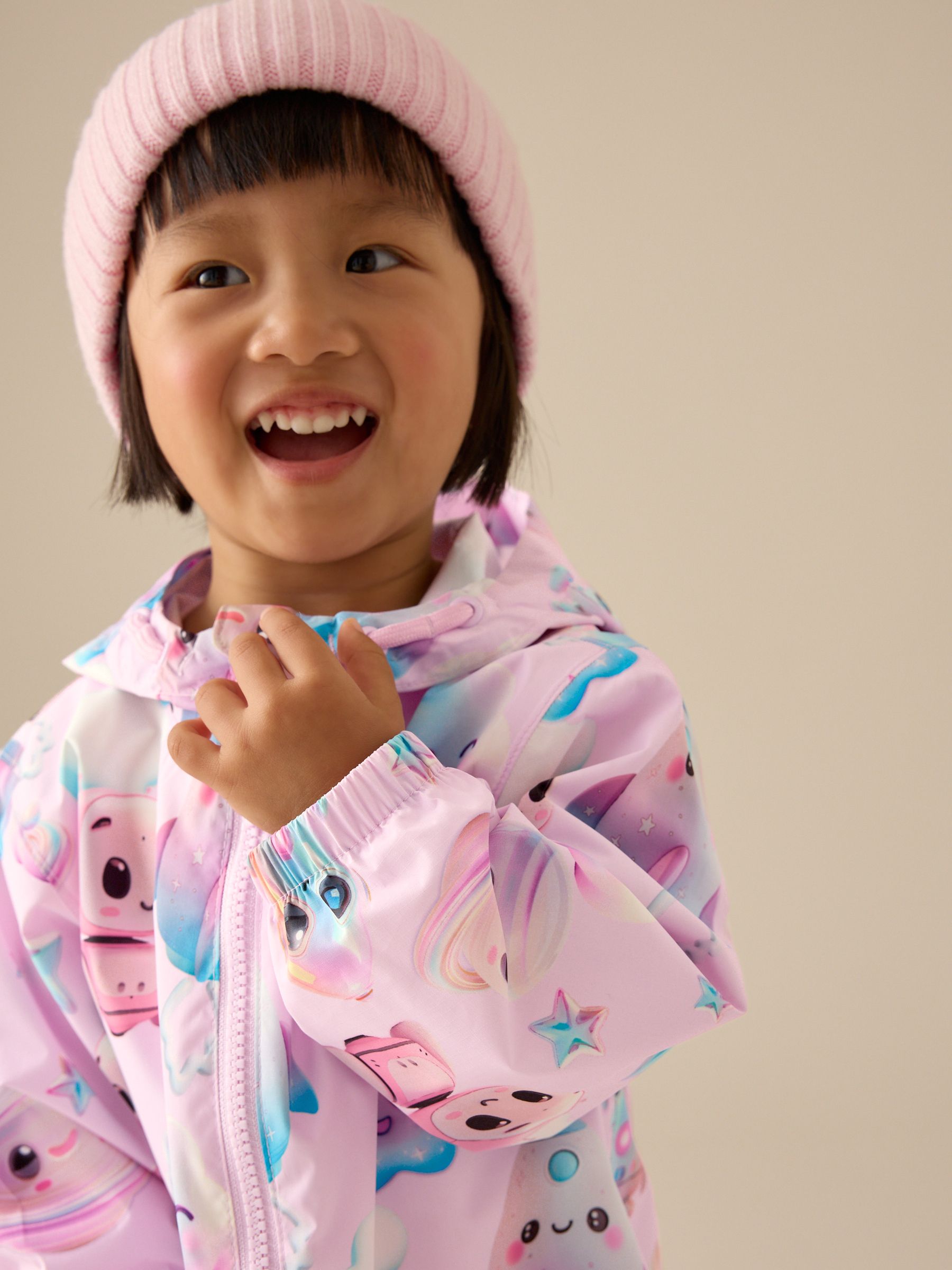 Multi Pink Waterproof Hooded Printed Puddlesuit (3mths-7yrs)