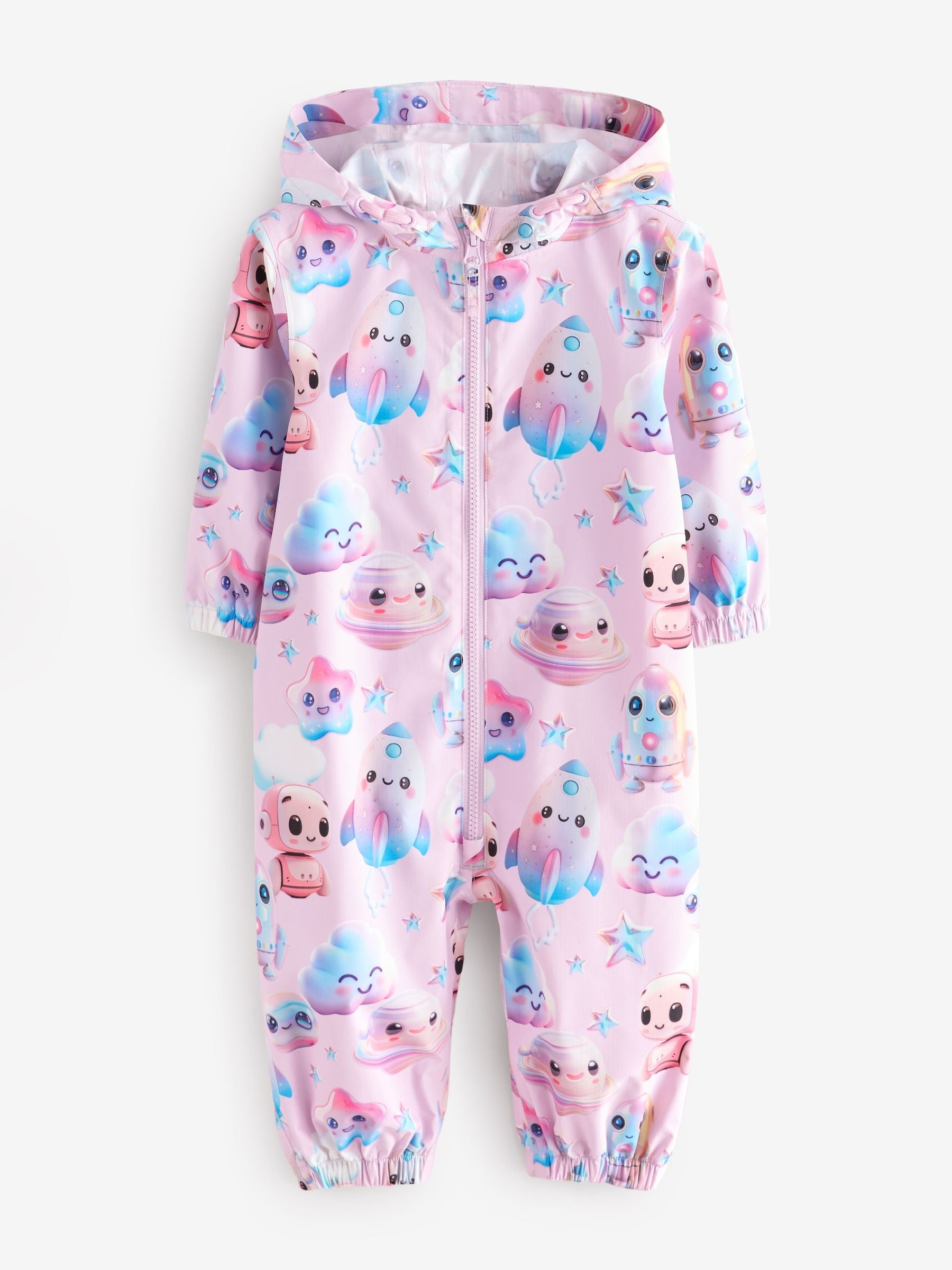 Multi Pink Waterproof Hooded Printed Puddlesuit (3mths-7yrs)