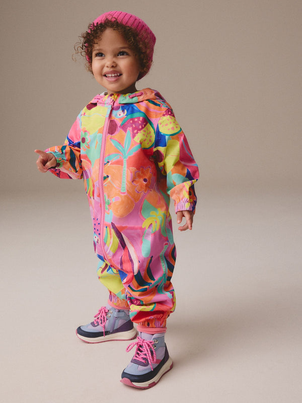 Multi Bright Waterproof Hooded Printed Puddlesuit (3mths-7yrs)