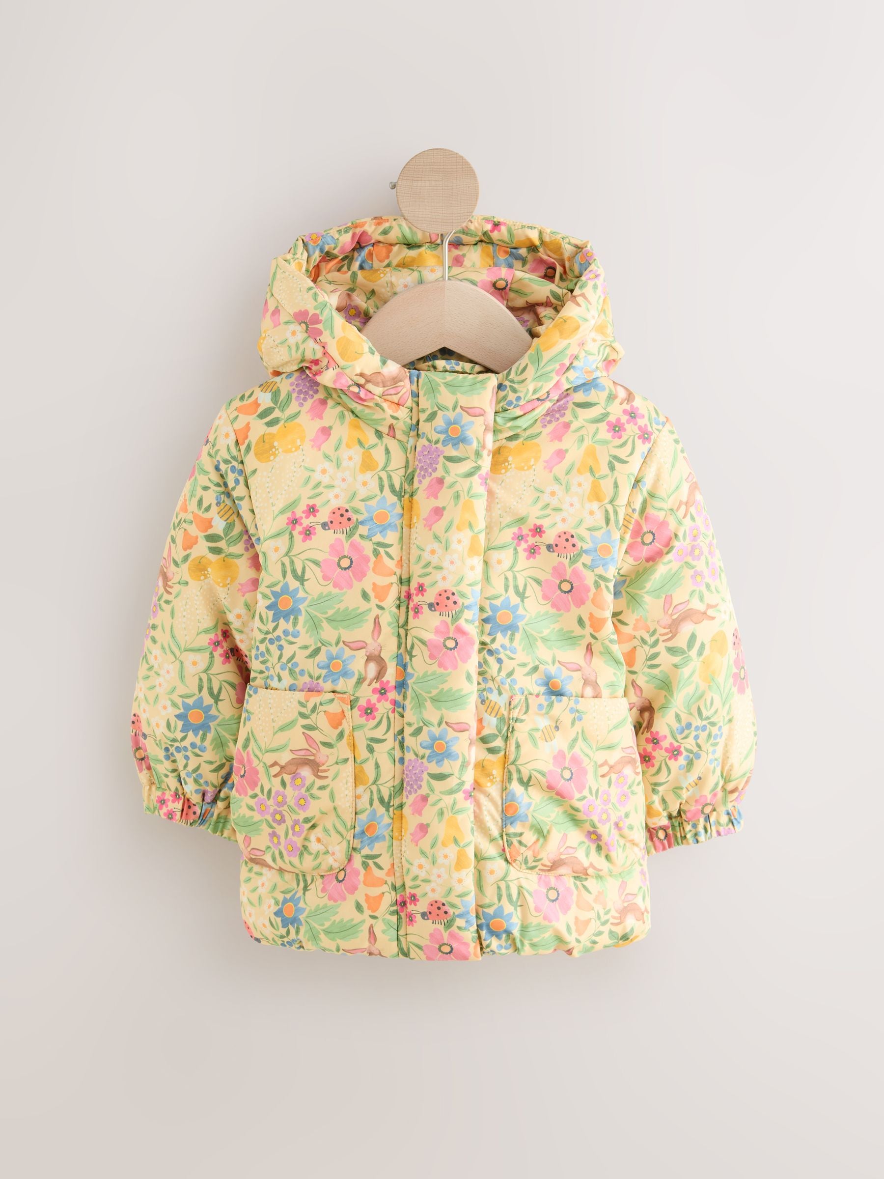 Multi Yellow Shower Resistant Printed Non Quilt Padded Coat (3mths-7yrs)