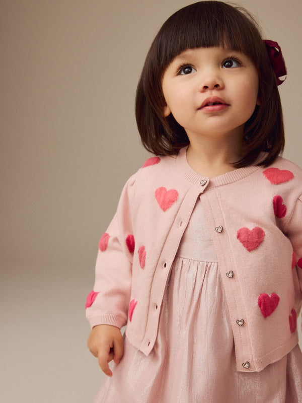 Pink Pleated Sleeve Cardigan (3mths-10yrs)