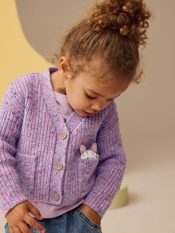 Purple Cat Pocket Cardigan (3mths-7yrs)