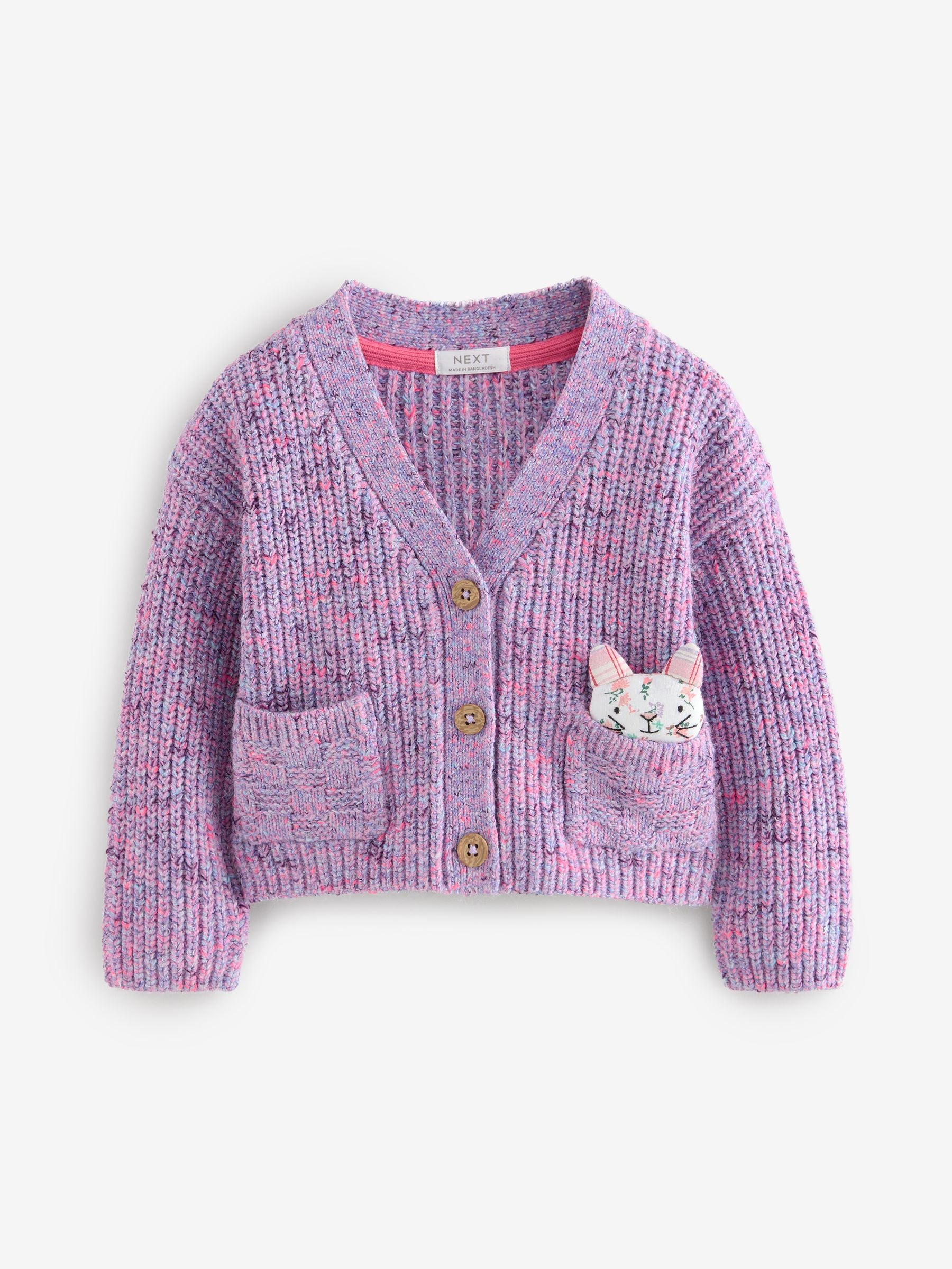 Purple Cat Pocket Cardigan (3mths-7yrs)