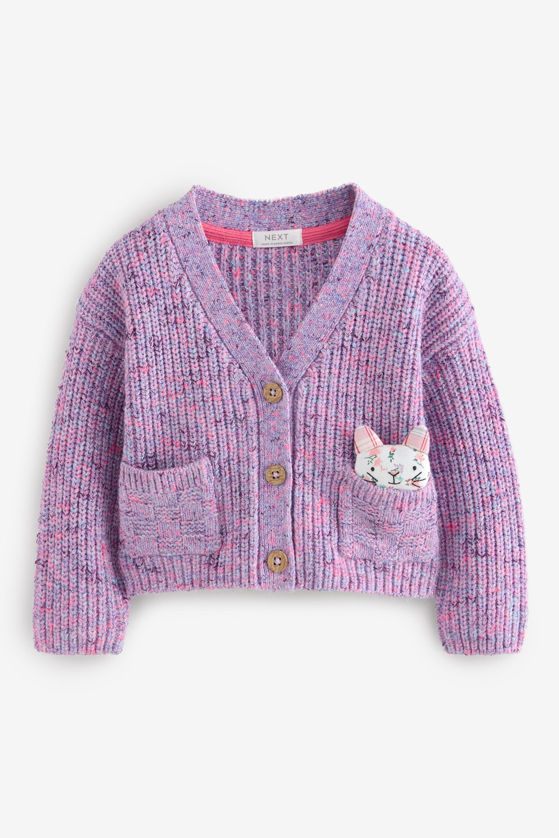 Purple Cat Pocket Cardigan (3mths-7yrs)