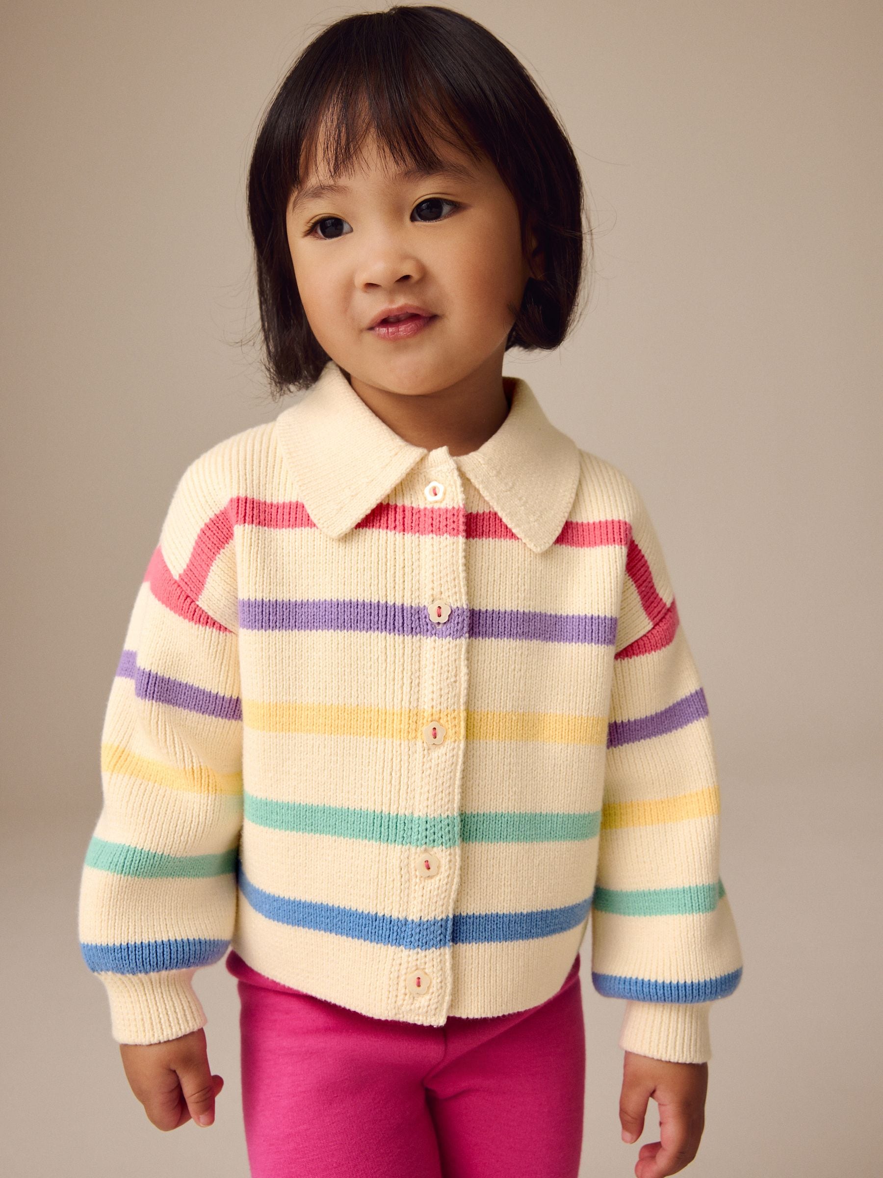 Rainbow 100% Cotton Collar Cardigan (3mths-7yrs)