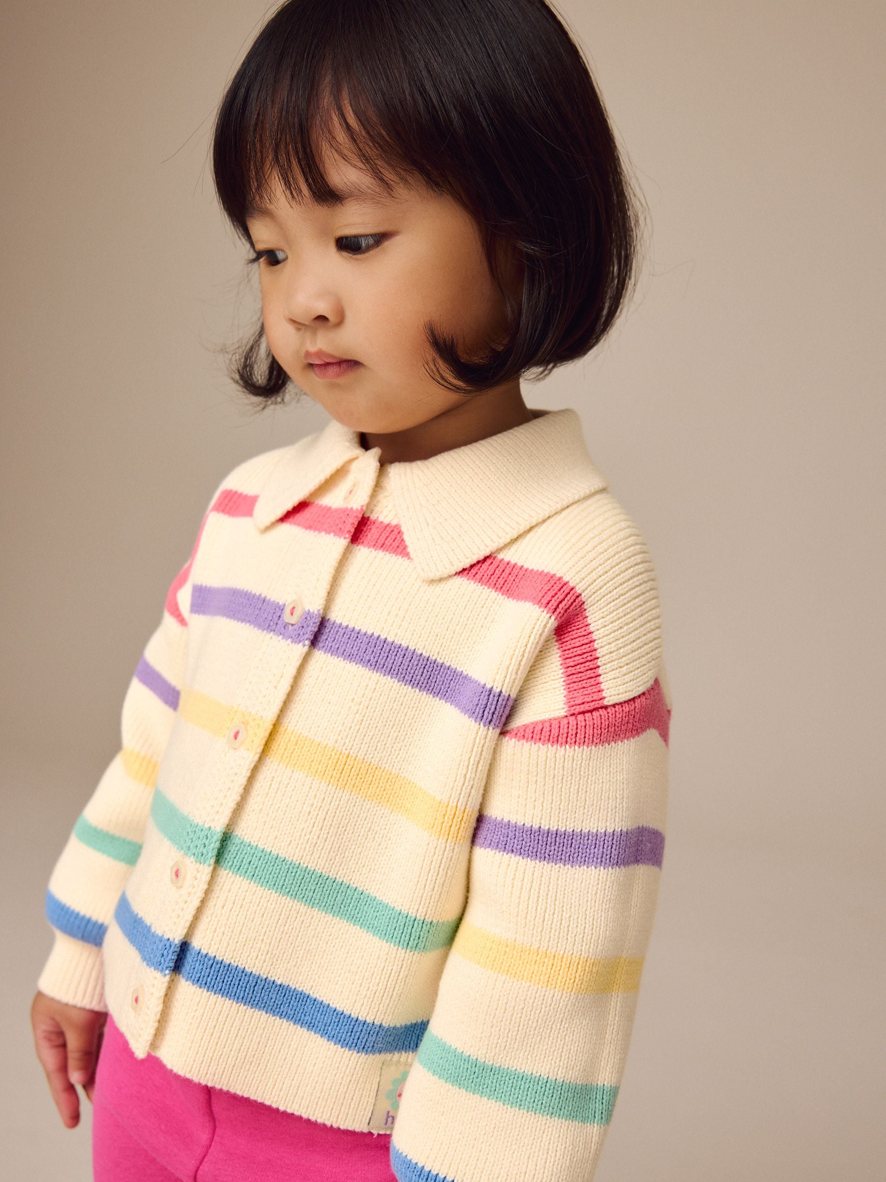 Rainbow 100% Cotton Collar Cardigan (3mths-7yrs)