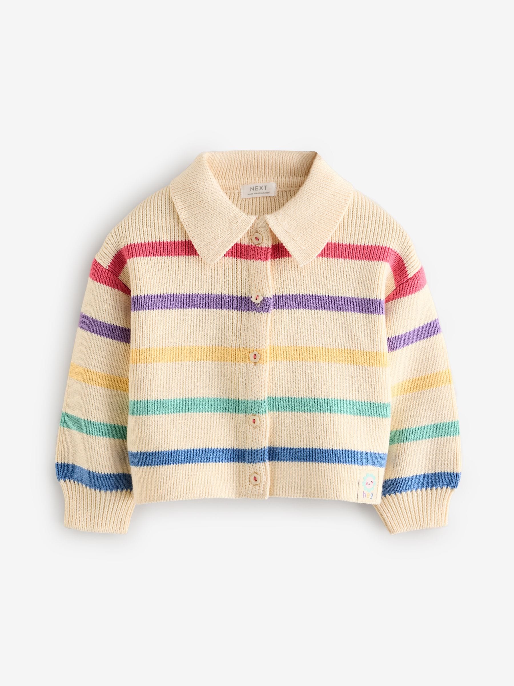 Rainbow 100% Cotton Collar Cardigan (3mths-7yrs)