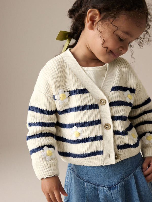 Stripe V-Neck 100% Cotton Cardigan (3mths-7yrs)