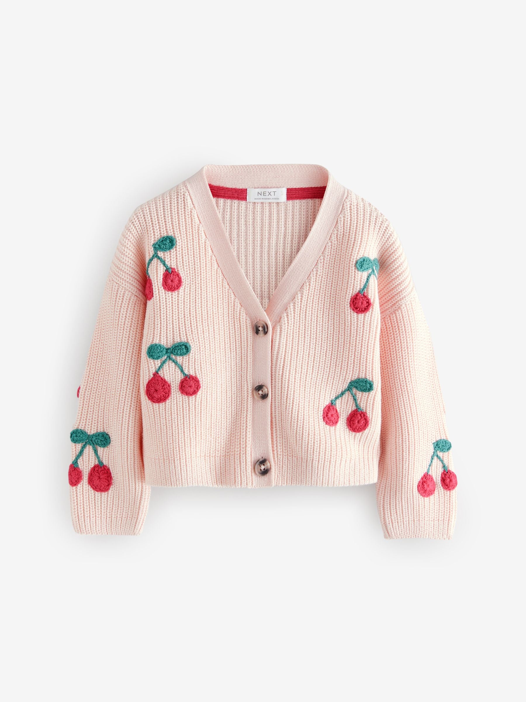 Pink V-Neck 100% Cotton Cardigan (3mths-7yrs)