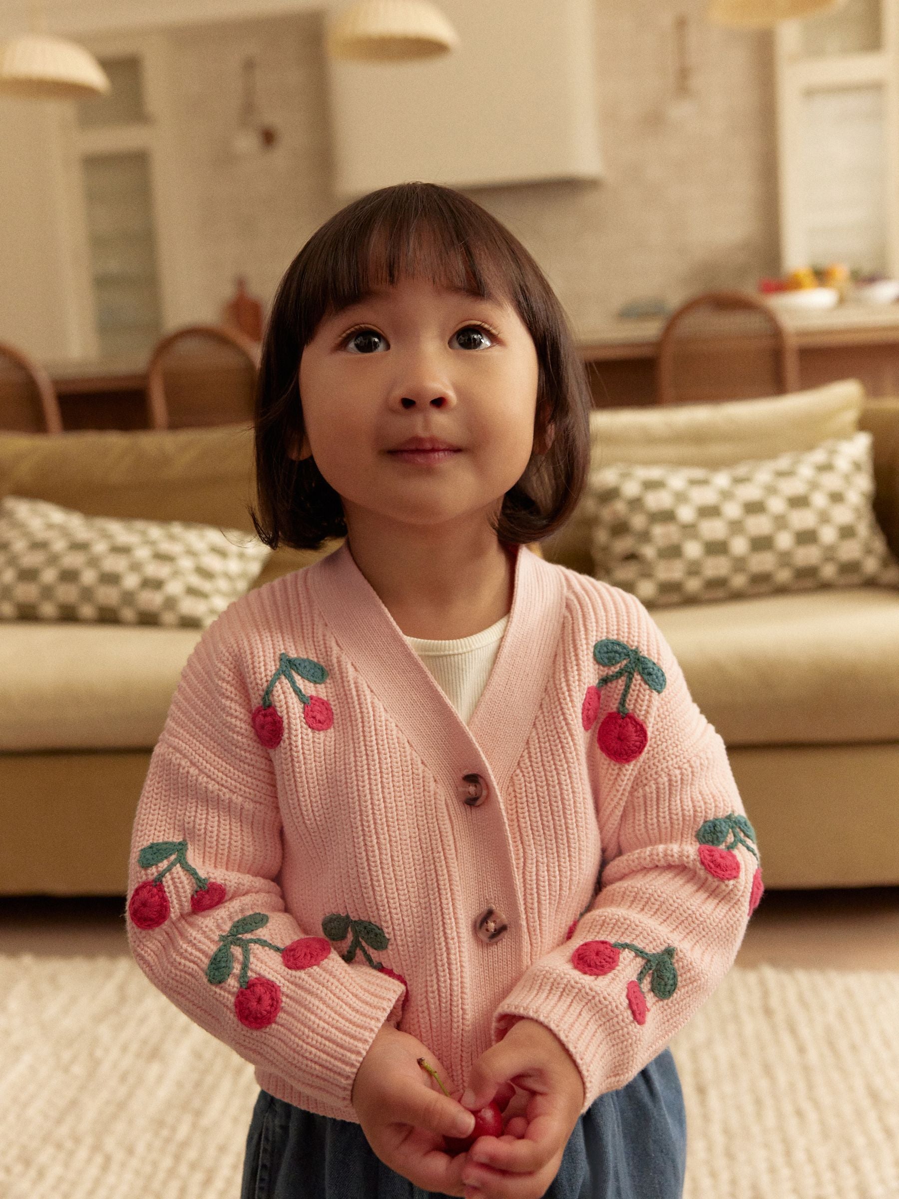 Pink V-Neck 100% Cotton Cardigan (3mths-7yrs)