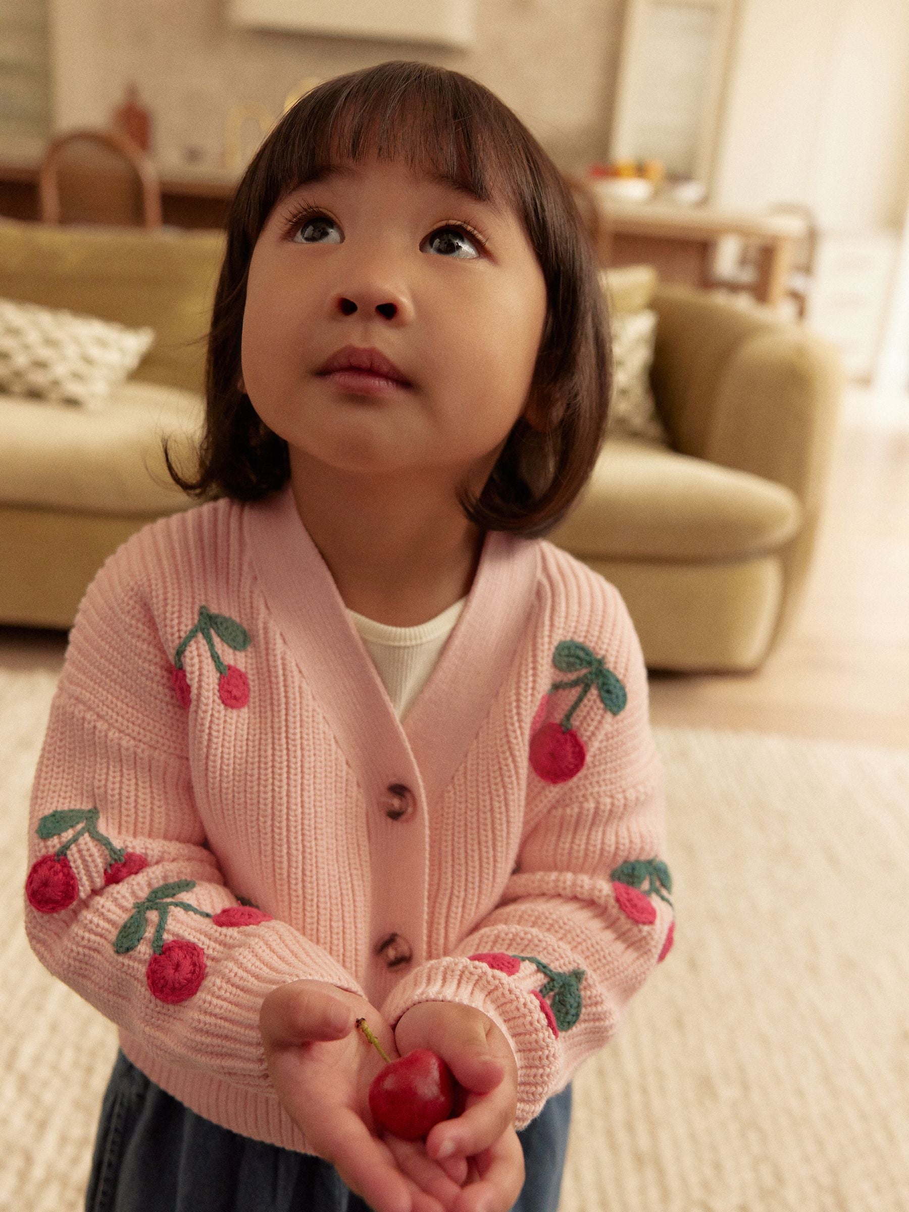 Pink V-Neck 100% Cotton Cardigan (3mths-7yrs)