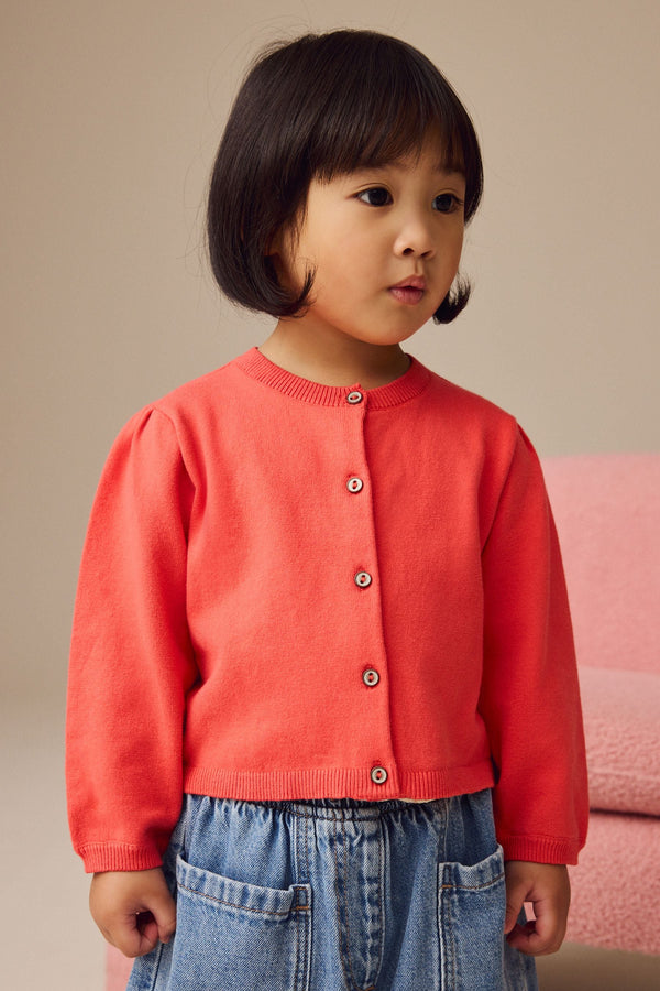 Red Pleated Sleeve Cardigan (3mths-10yrs)