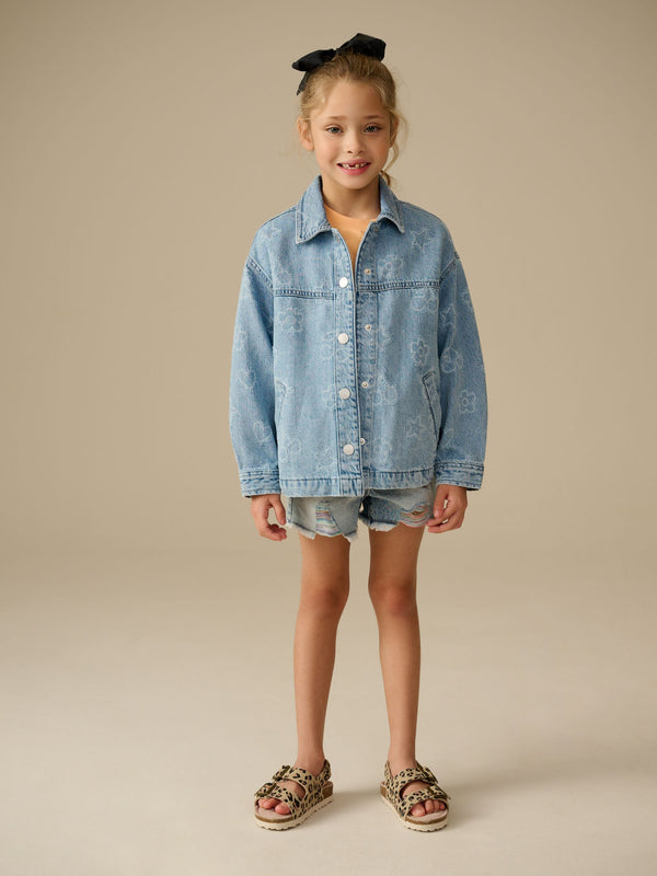 Denim Dark Wash 100% Cotton Tufted Shacket (3-16yrs)