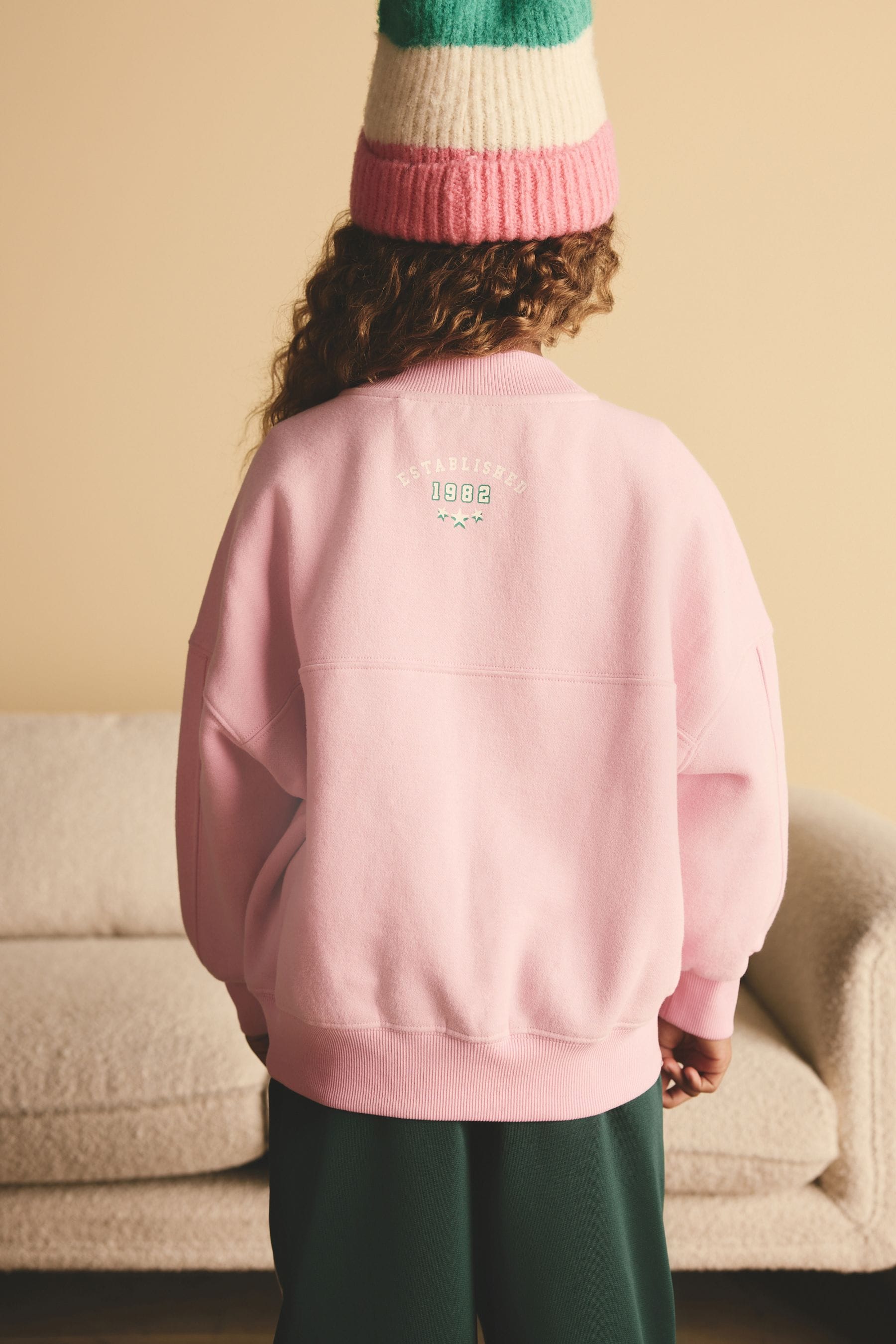 Pink/Green Heart Slogan Sweatshirt (3-16yrs)