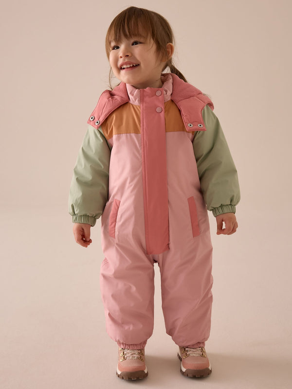 Pink Waterproof Colour Block Snowsuit (3mths-7yrs)