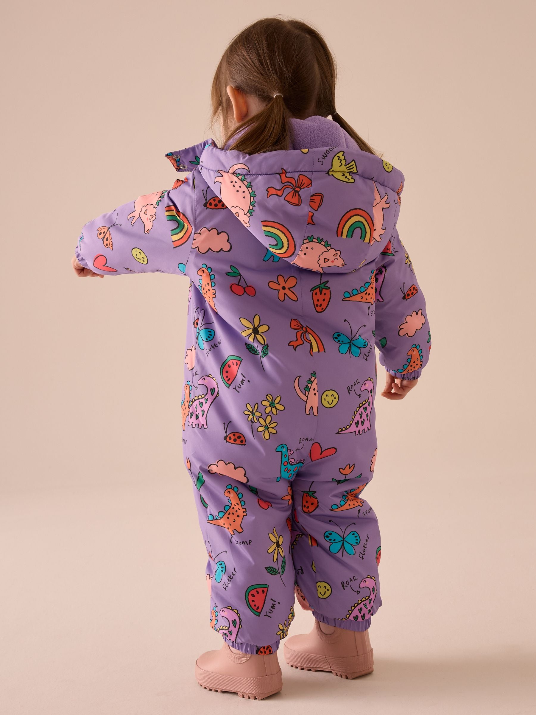 Purple Shower Resistant Character AOP Snowsuit (3mths-7yrs)