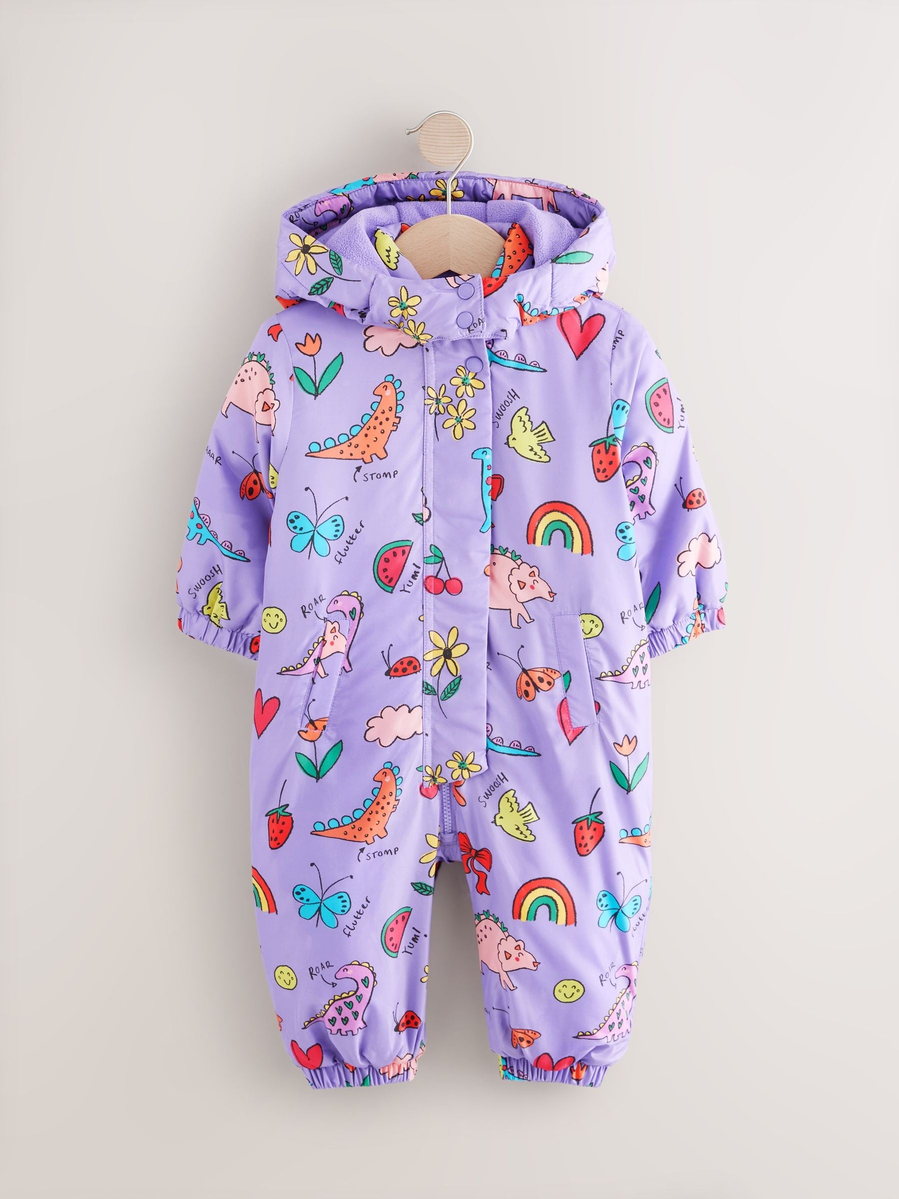 Purple Shower Resistant Character AOP Snowsuit (3mths-7yrs)