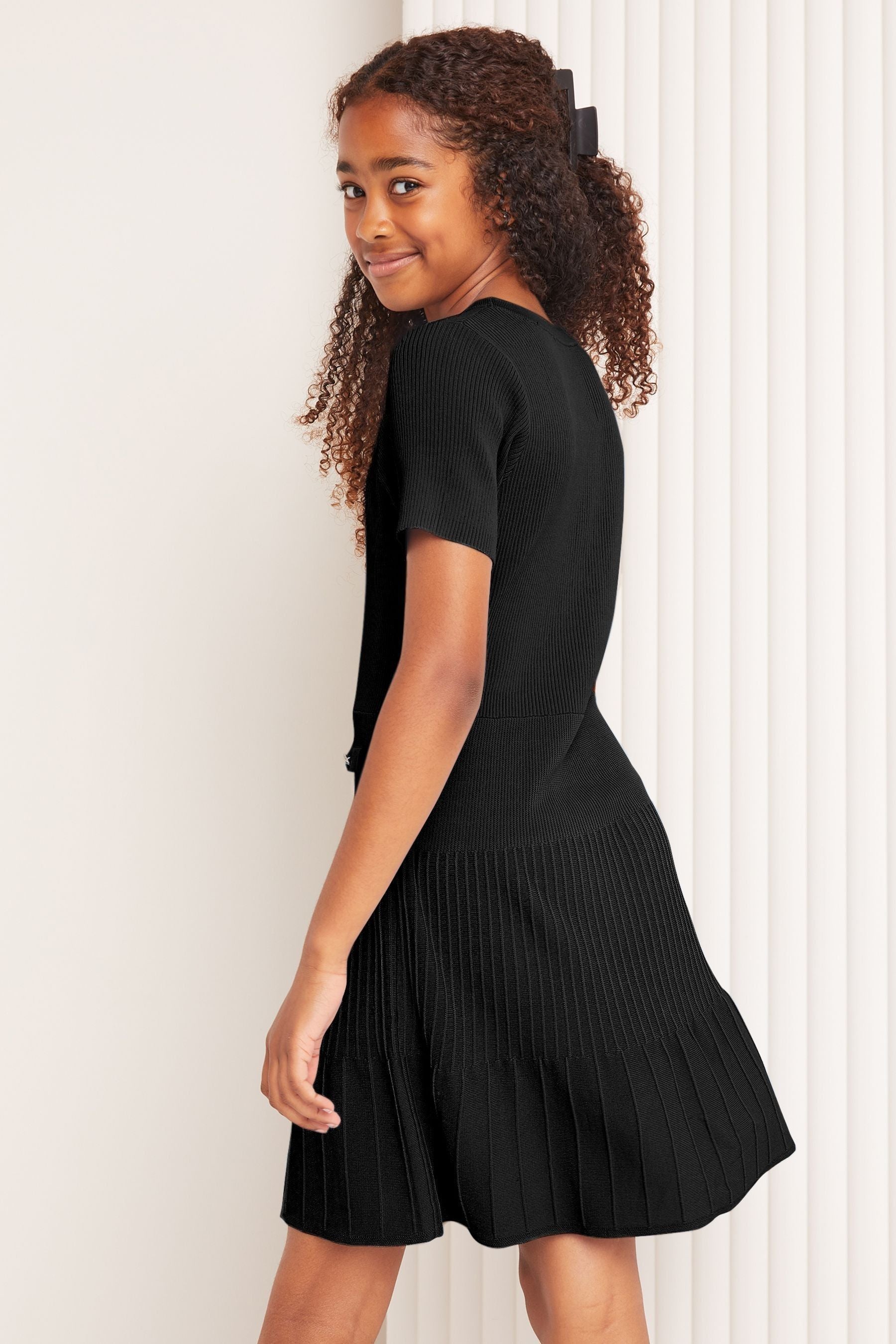 Lipsy Black Knitted Mini Dress (5-16yrs)