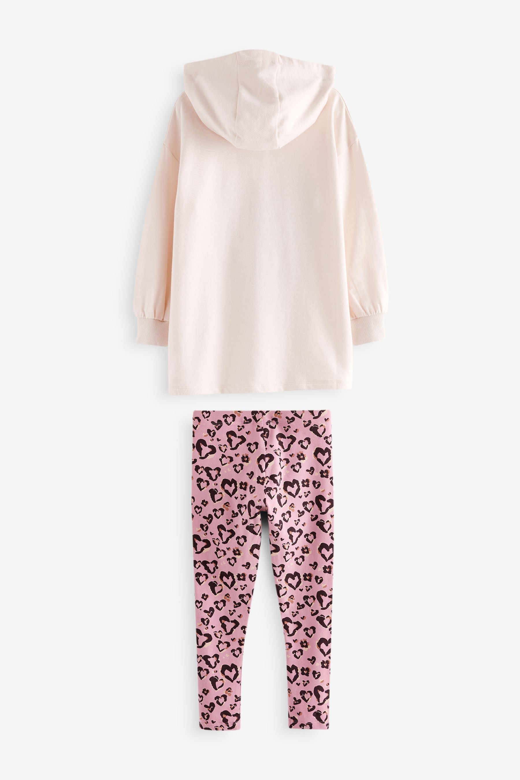 Ecru/Pink Sequin Butterfly 100% Cotton Hoodie and Leggings Set (3-16yrs)