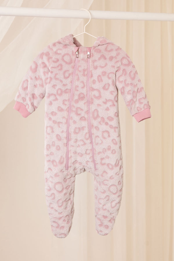 Pink Leopard Baby Soft Touch Fleece Sleepsuit (0-2yrs)