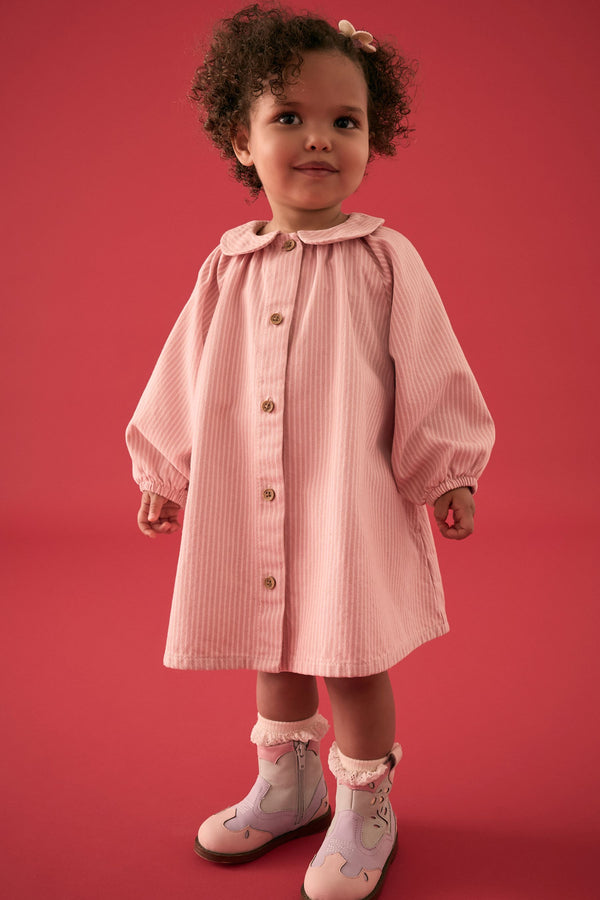 Pink Stripe 100% Cotton Shirt Dress (3mths-8yrs)