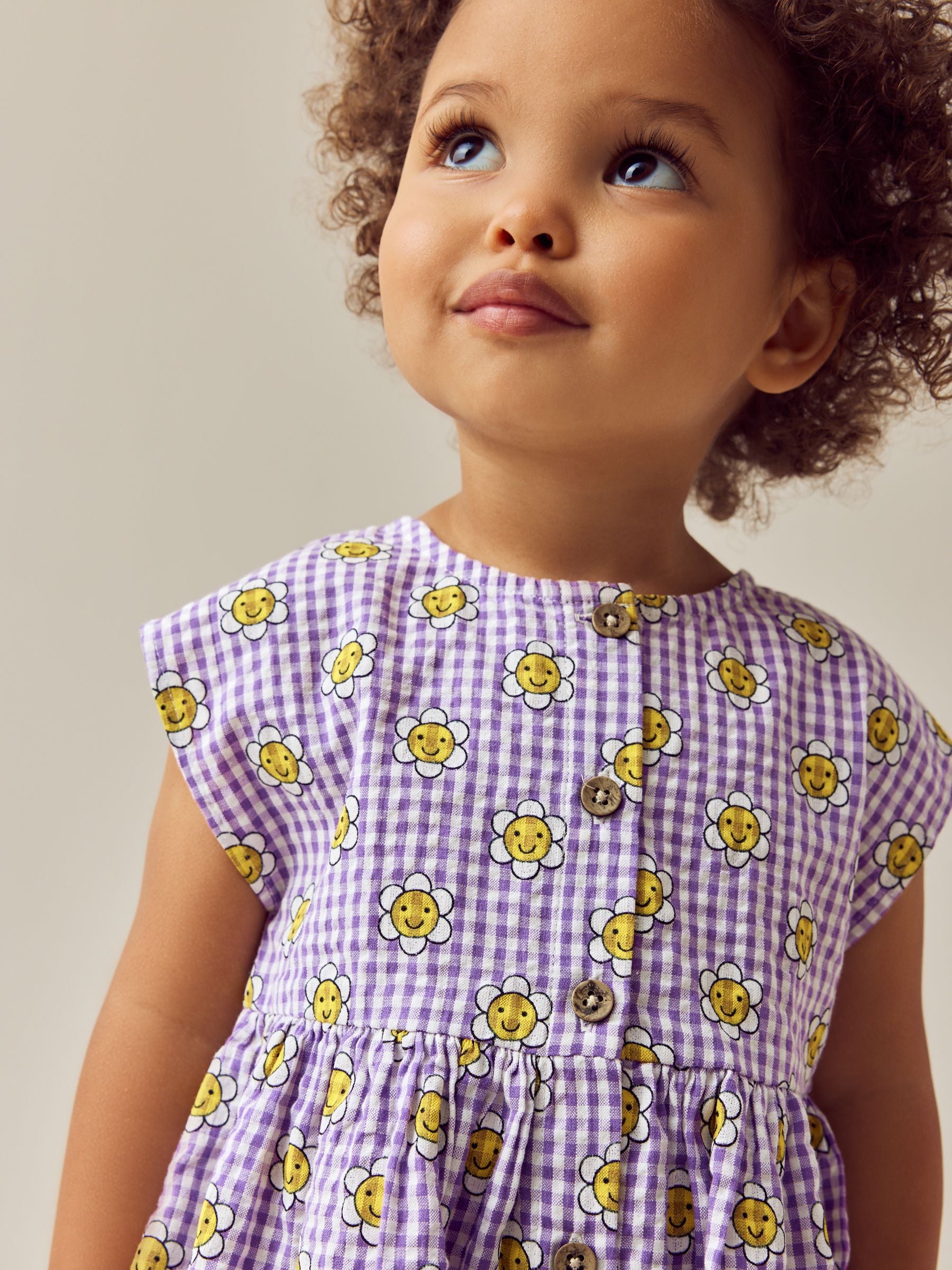 Purple Gingham Button Through 100% Cotton Dress (3mths-10yrs)