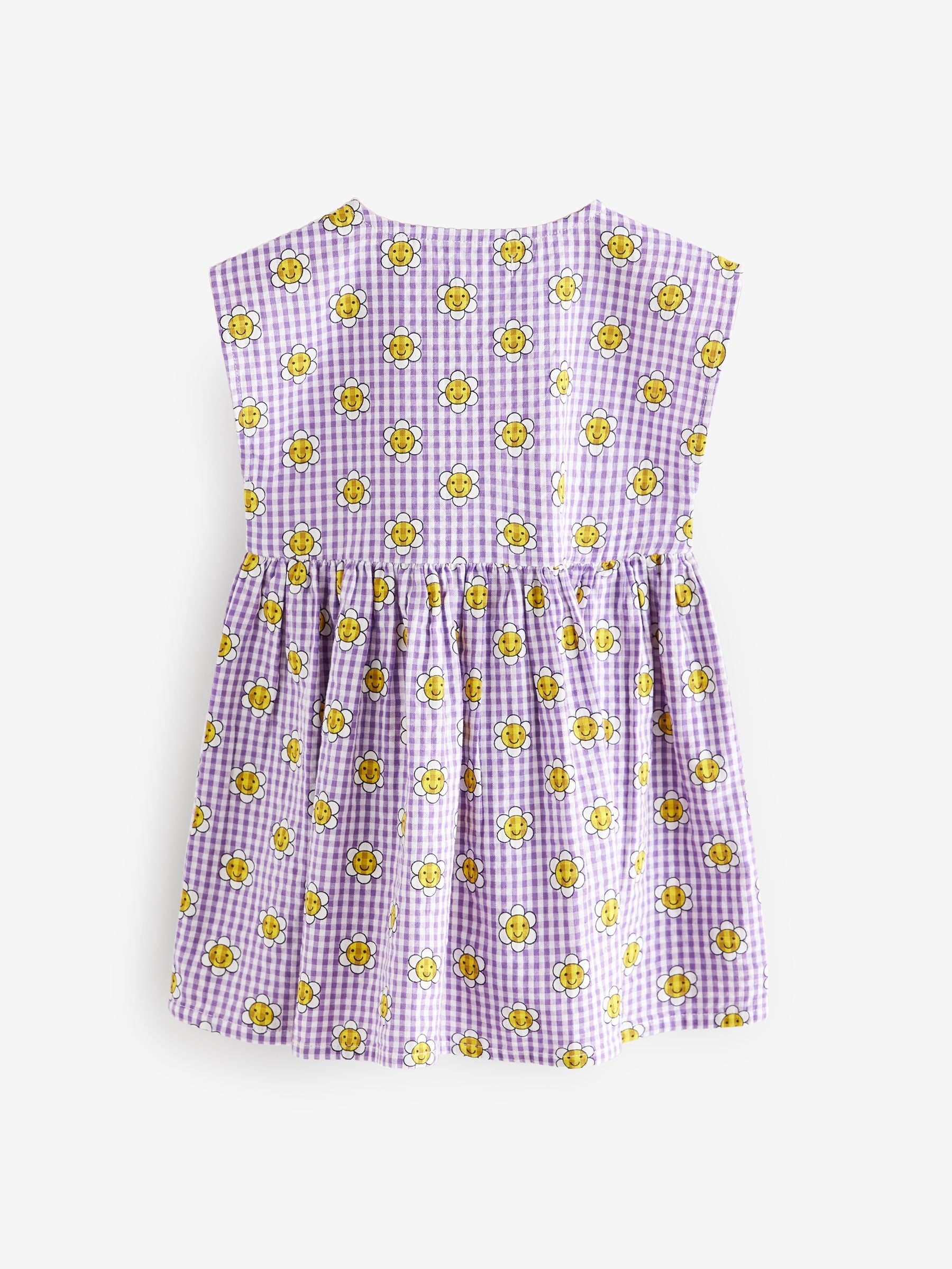 Purple Gingham Button Through 100% Cotton Dress (3mths-10yrs)