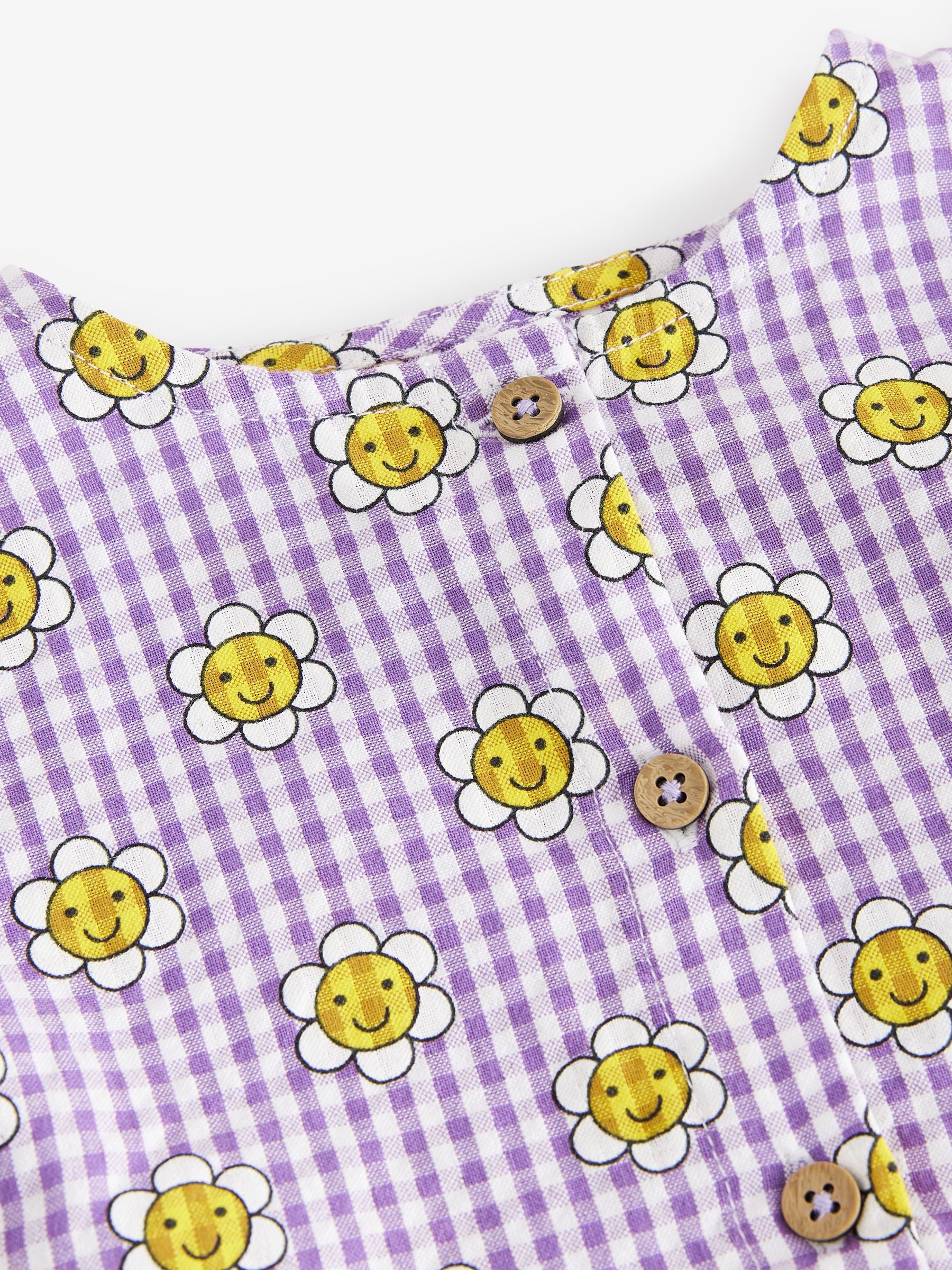 Purple Gingham Button Through 100% Cotton Dress (3mths-10yrs)