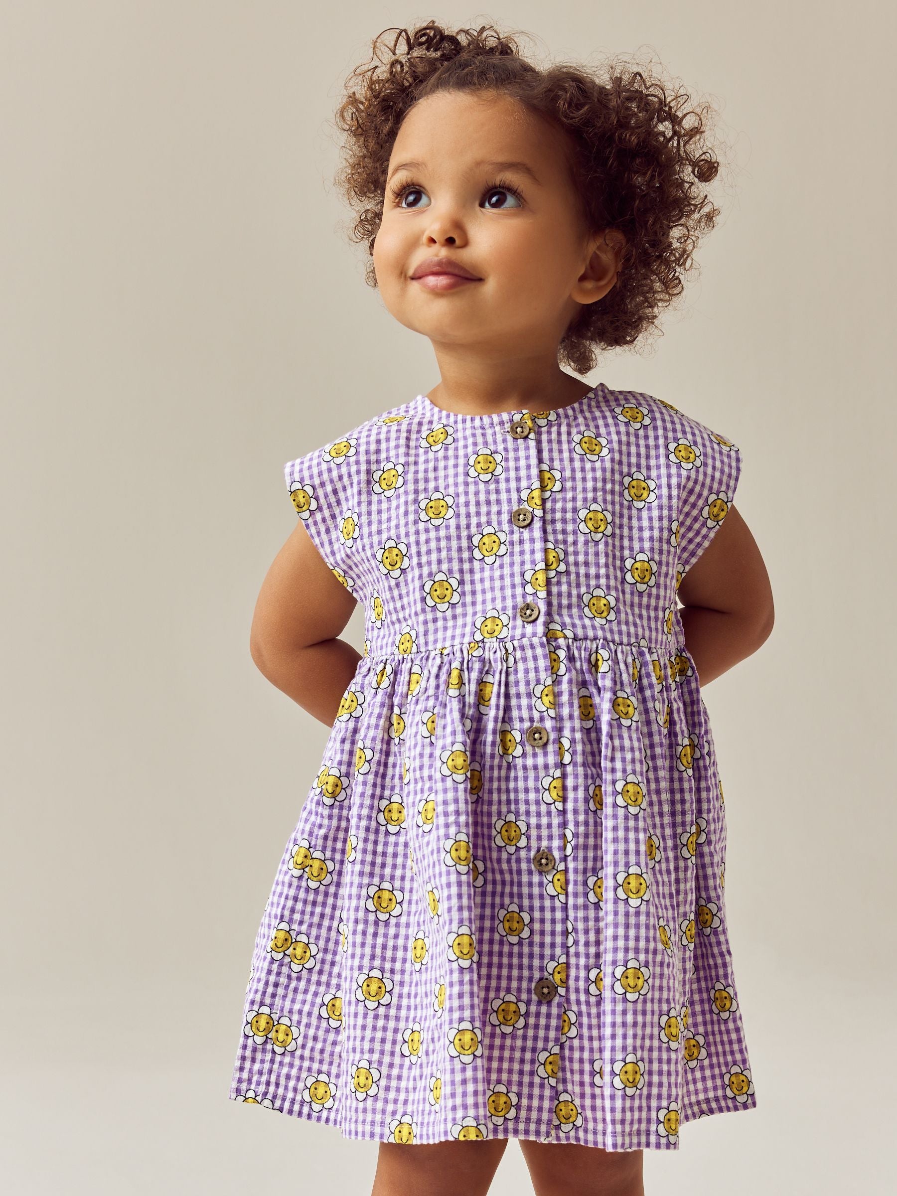 Purple Gingham Button Through 100% Cotton Dress (3mths-10yrs)