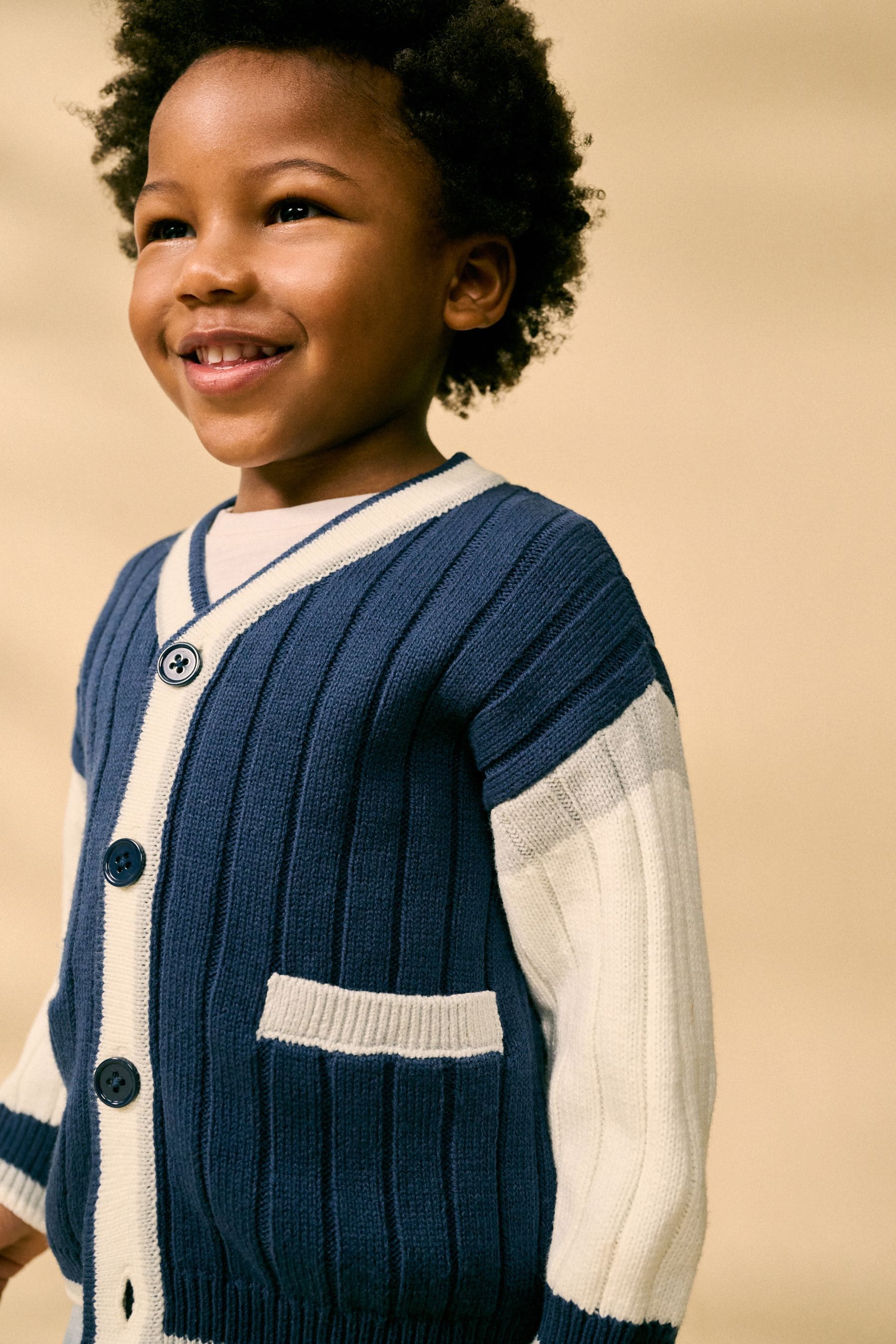 Navy Blue Varsity Knitted Cardigan (3mths-7yrs)