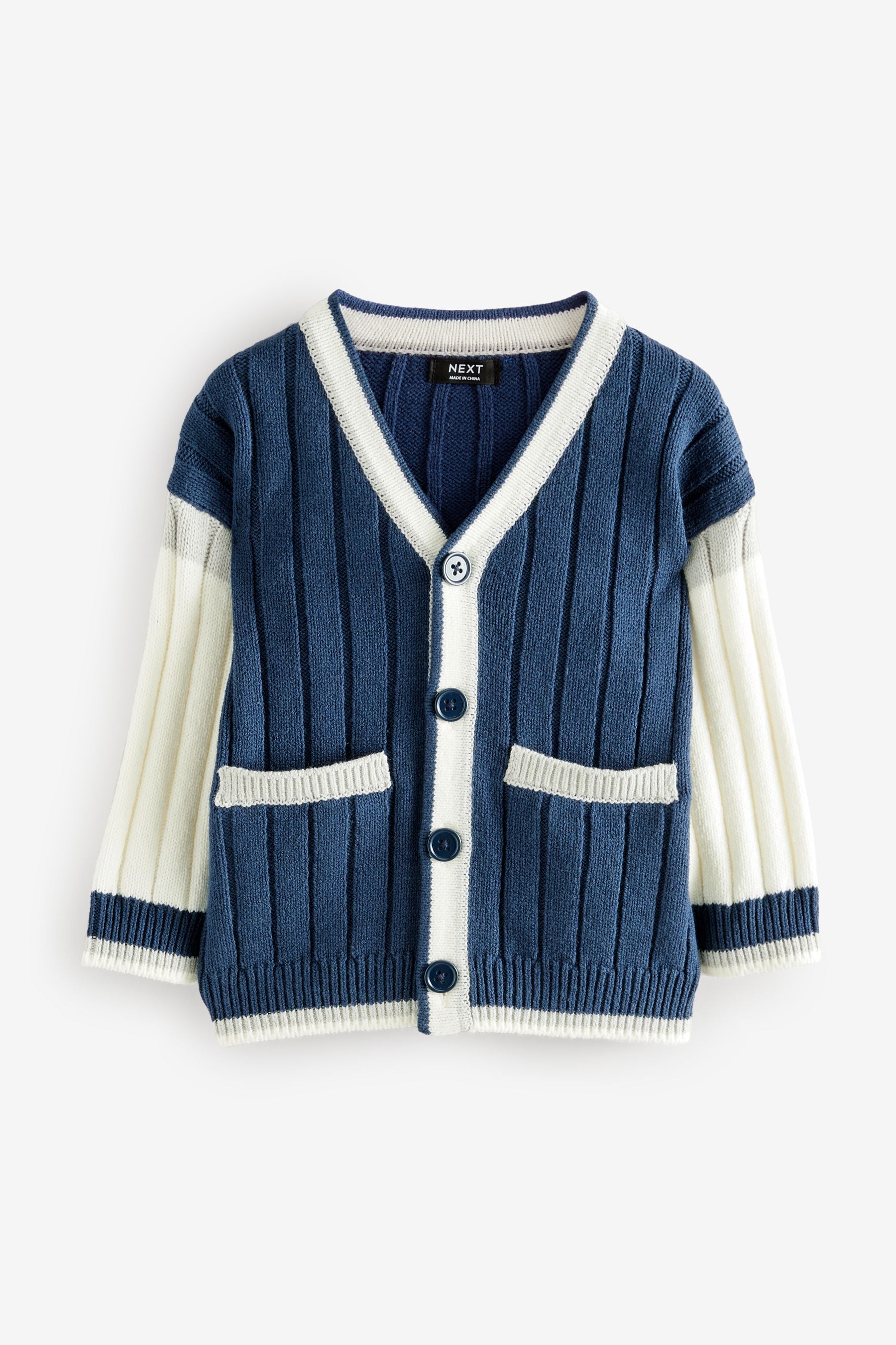 Navy Blue Varsity Knitted Cardigan (3mths-7yrs)