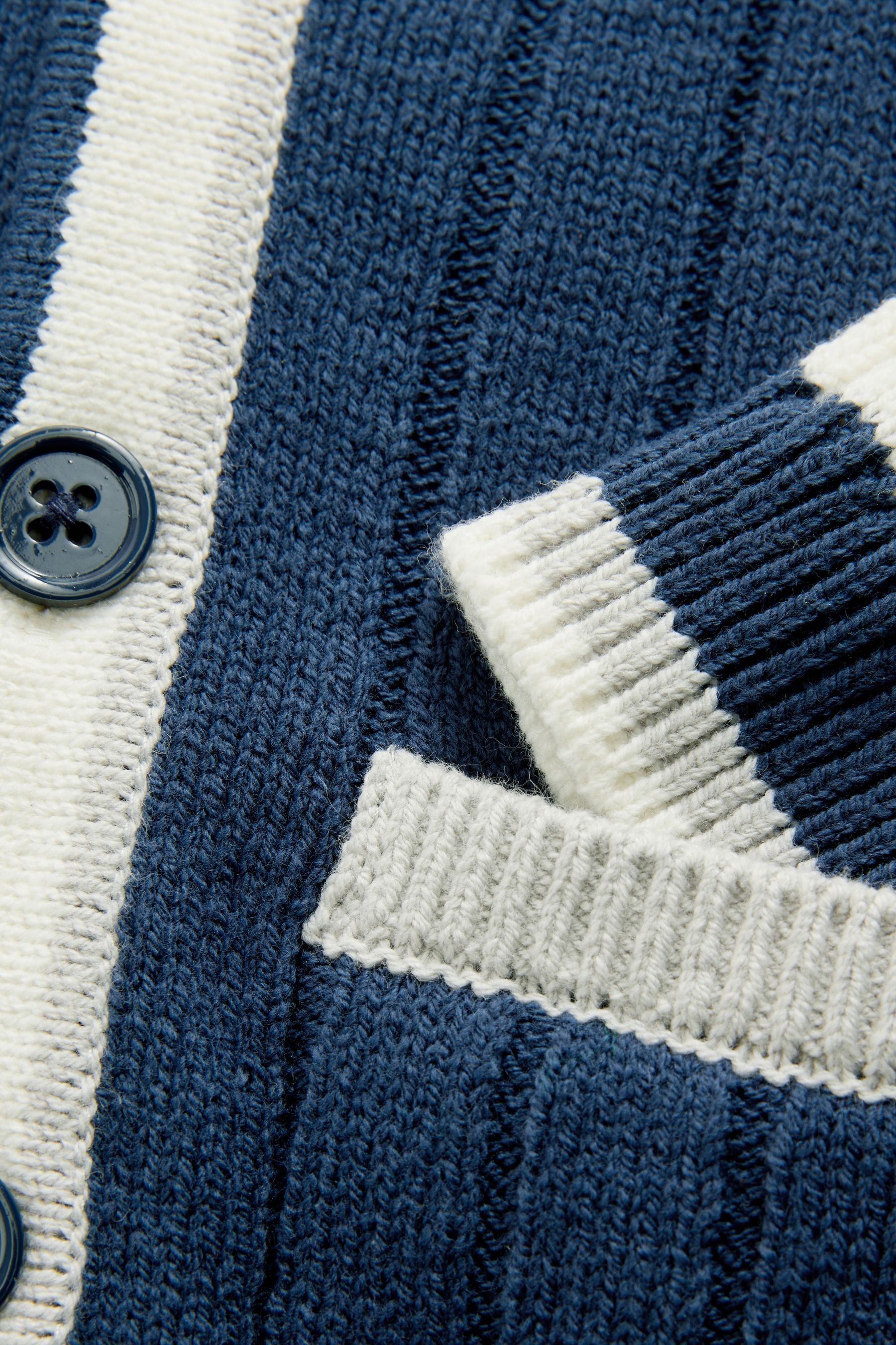 Navy Blue Varsity Knitted Cardigan (3mths-7yrs)