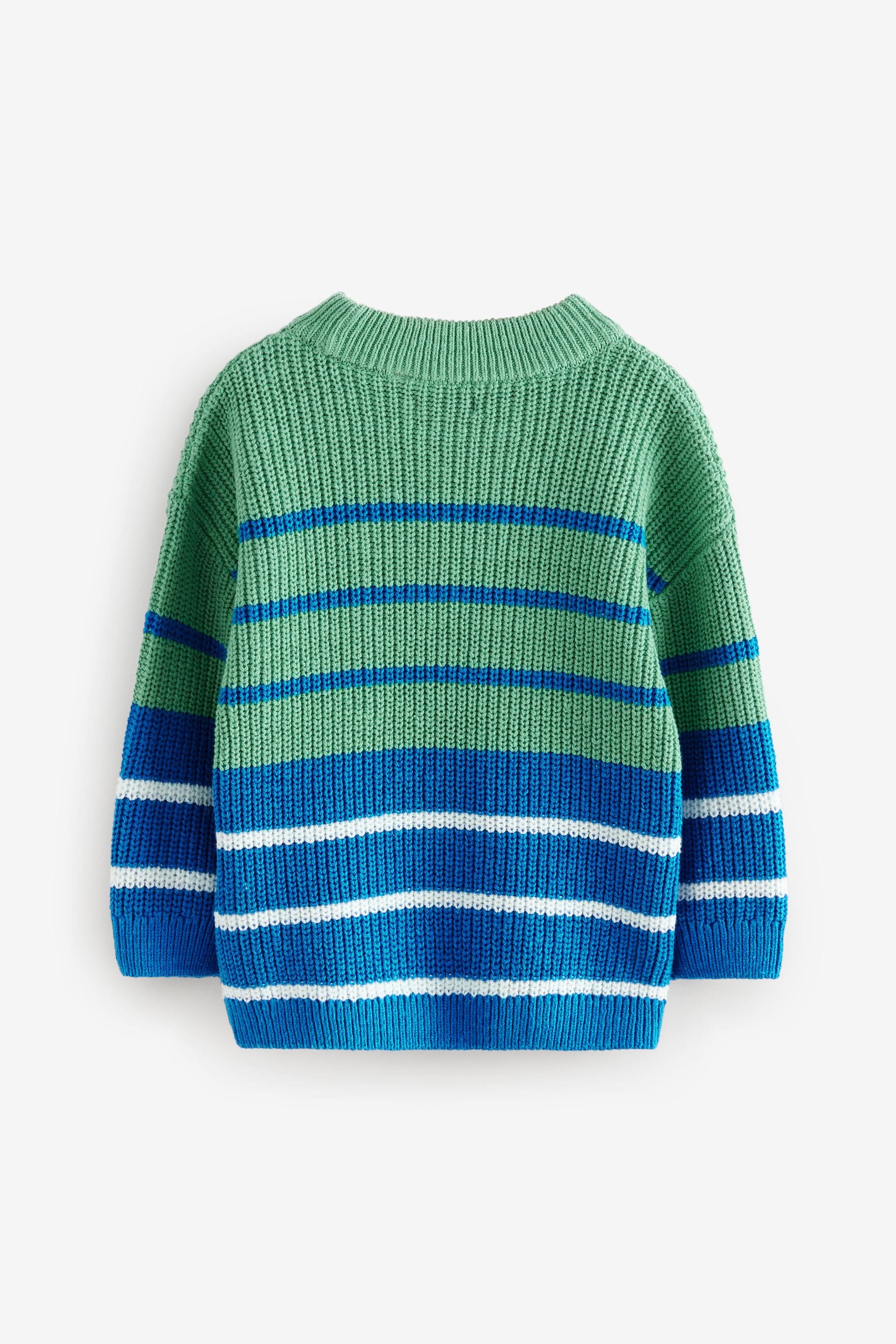 Blue/Green Stripe Crew Neck Knitted Jumper (3mths-7yrs)