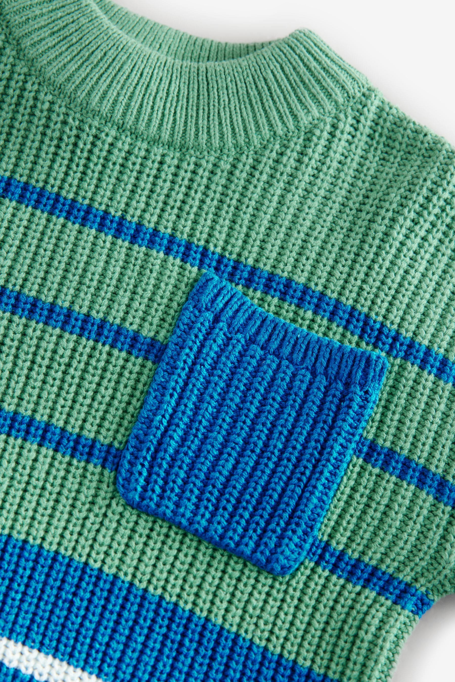 Blue/Green Stripe Crew Neck Knitted Jumper (3mths-7yrs)