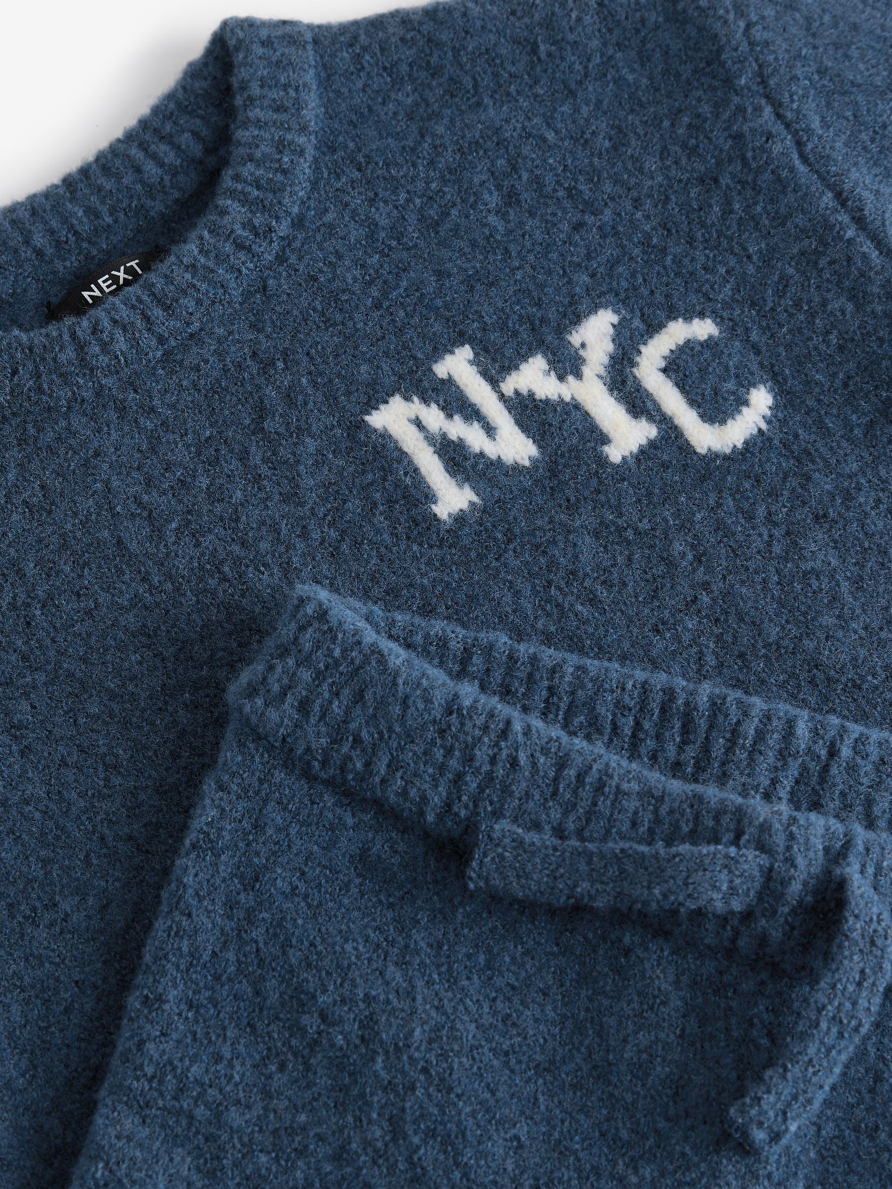 Navy Blue Knitted NYC Varsity Jumper and Joggers Set (3mths-7yrs)