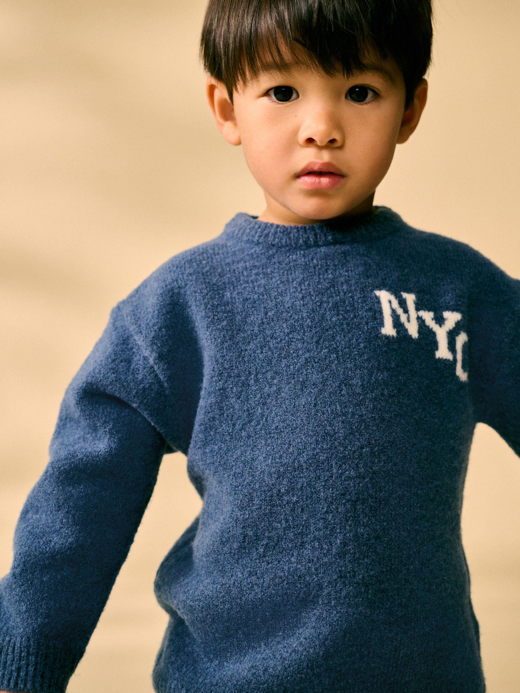 Navy Blue Knitted NYC Varsity Jumper and Joggers Set (3mths-7yrs)