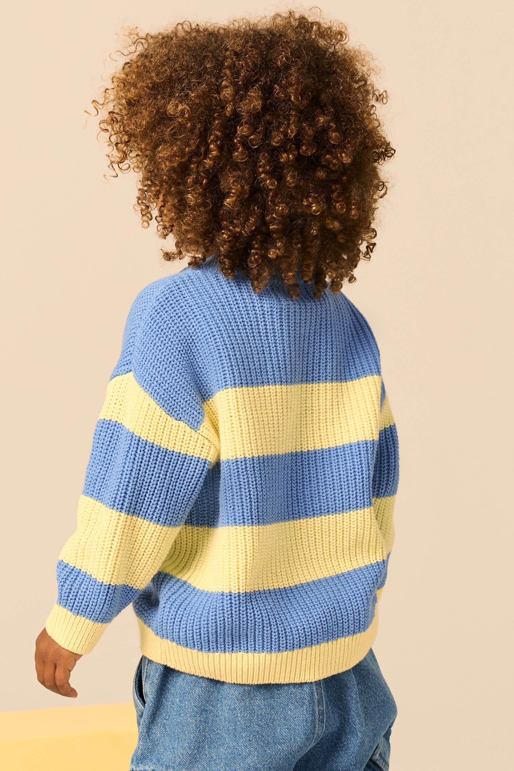 Yellow/Blue Stripe Knitted Crew Neck Jumper (3mths-7yrs)