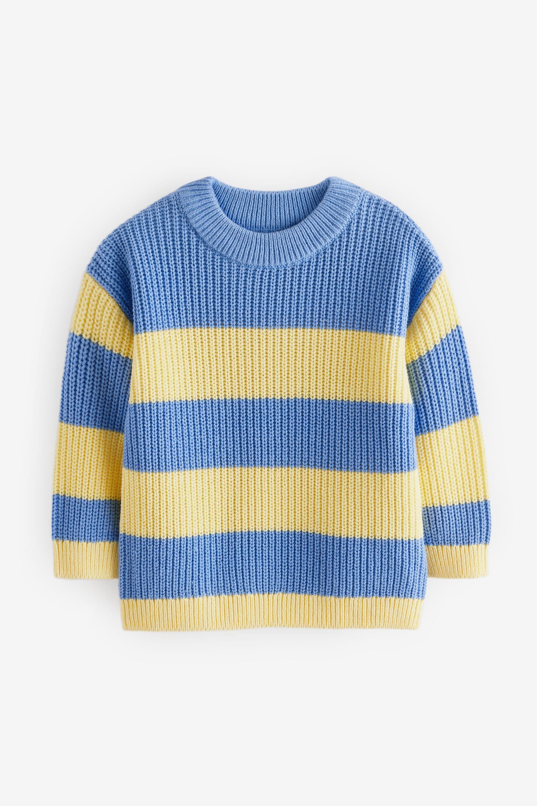 Yellow/Blue Stripe Knitted Crew Neck Jumper (3mths-7yrs)