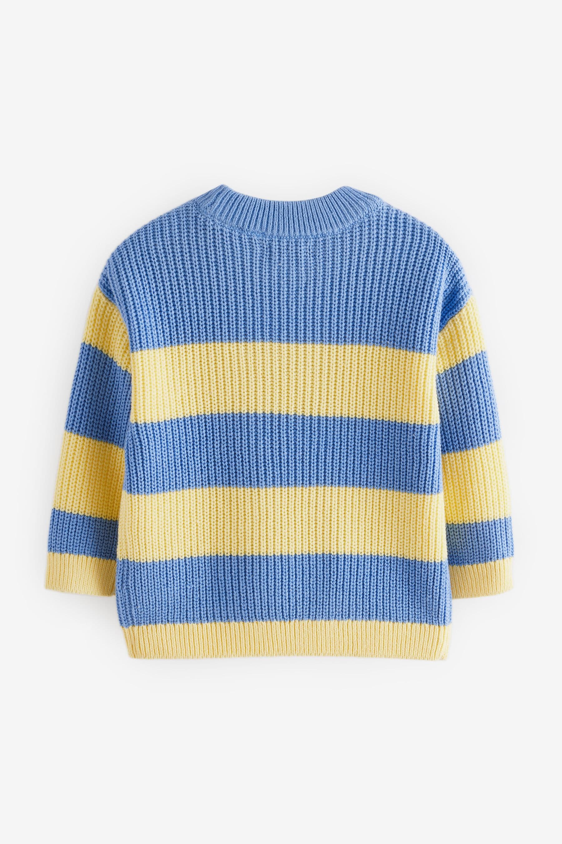 Yellow/Blue Stripe Knitted Crew Neck Jumper (3mths-7yrs)