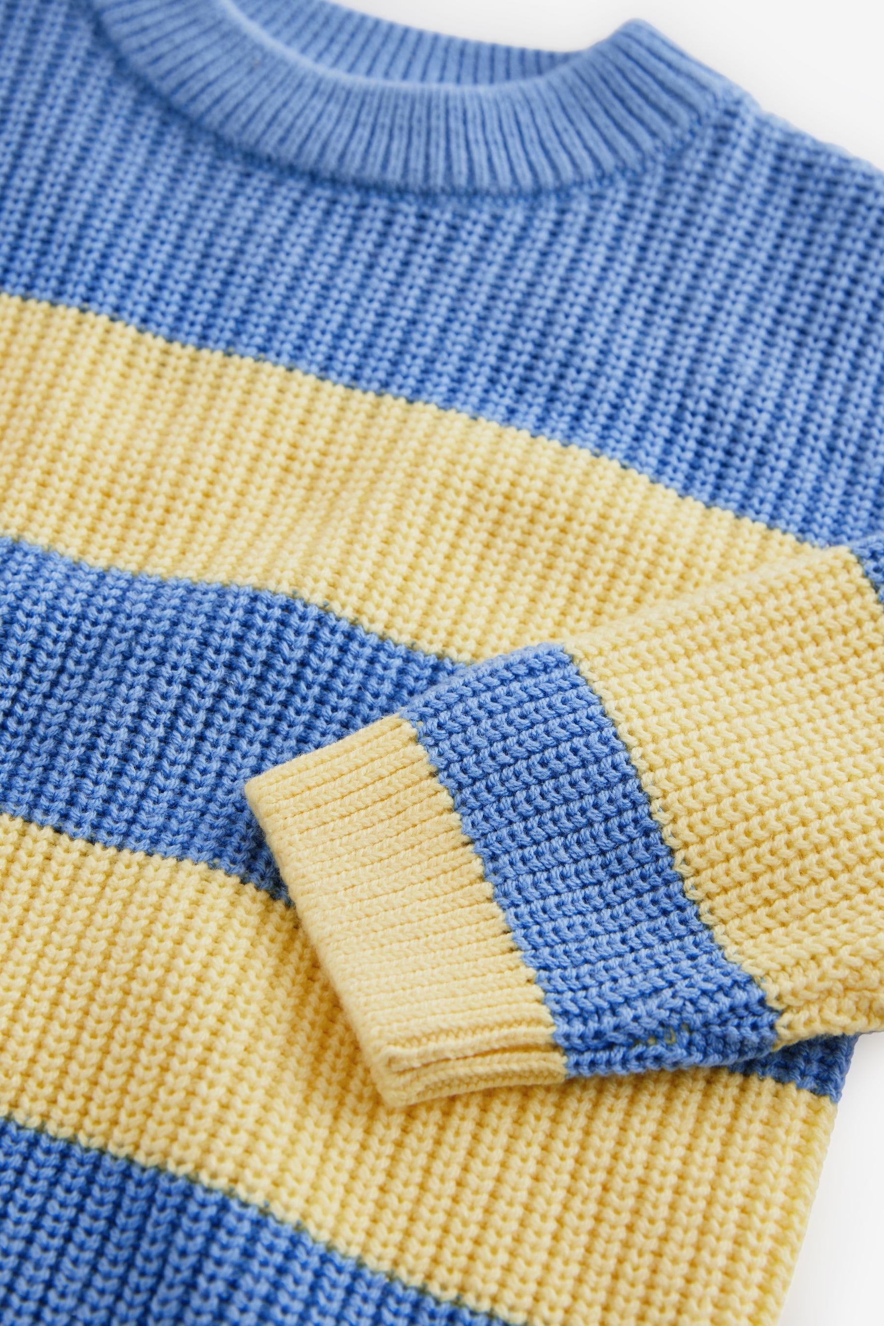 Yellow/Blue Stripe Knitted Crew Neck Jumper (3mths-7yrs)