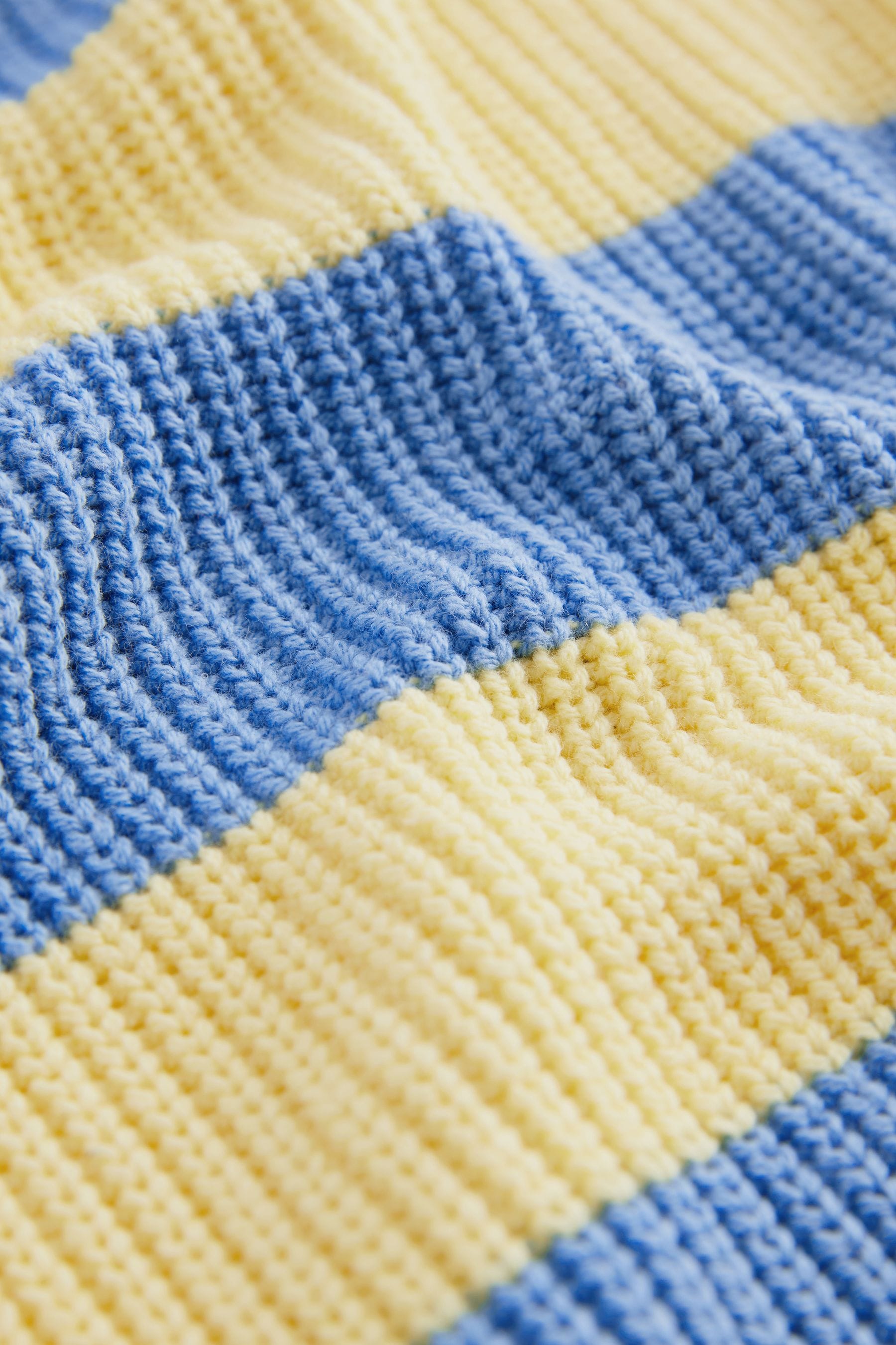 Yellow/Blue Stripe Knitted Crew Neck Jumper (3mths-7yrs)