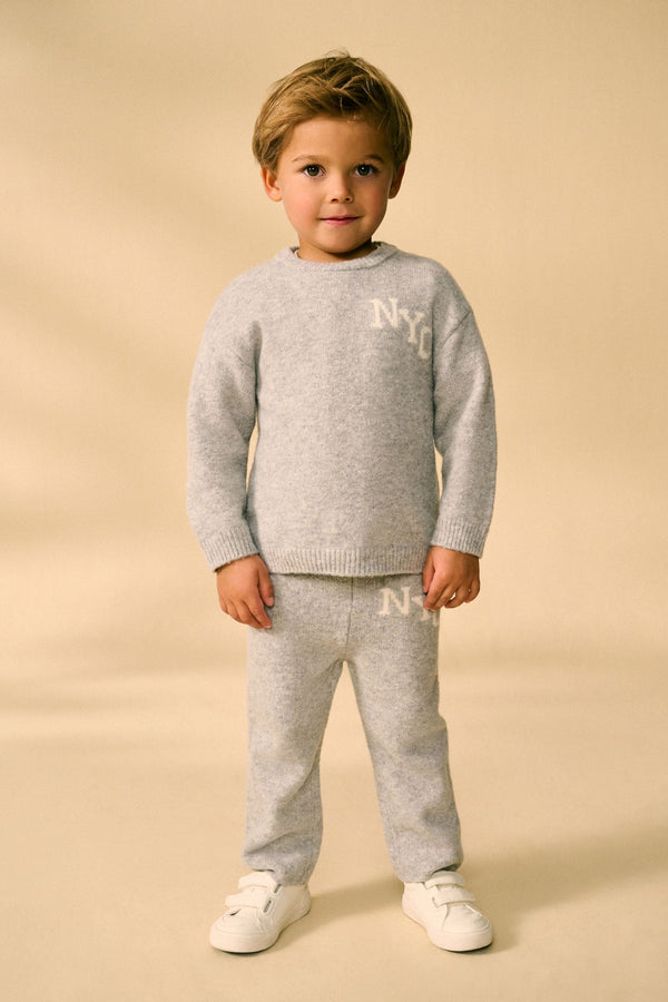 Grey Knitted NYC Varsity Jumper and Joggers Set (3mths-7yrs)